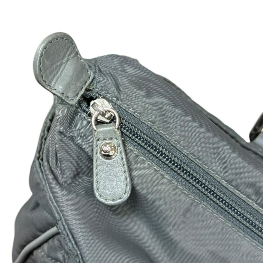Chanel Gray Nylon Leather Tote Bag