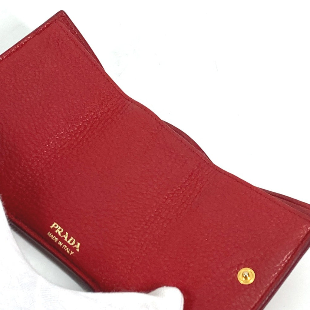 Prada Red Leather Wallet (Tri-Fold)