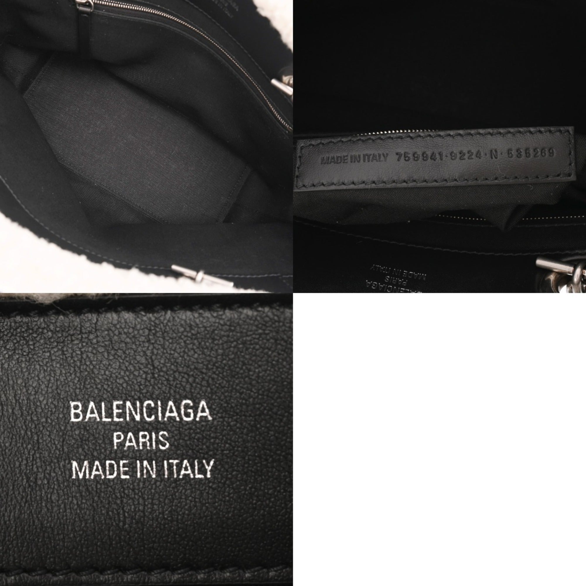 Balenciaga Black White Leather Tote