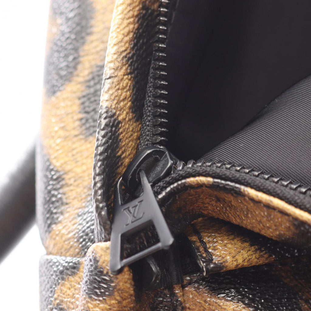 Louis Vuitton Black Brown Coated Canvas Leather Backpack
