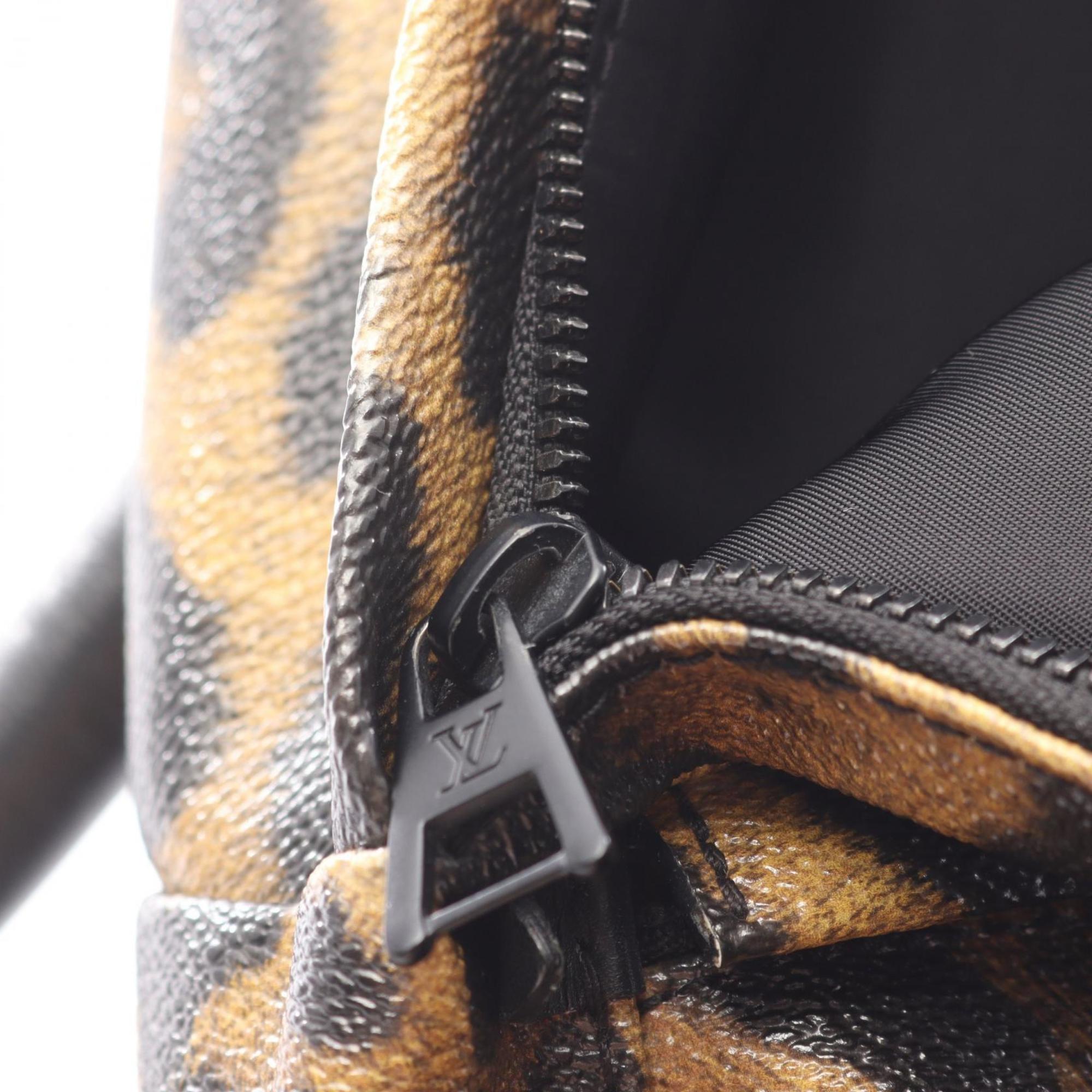 Louis Vuitton Black Brown Coated Canvas Leather Backpack