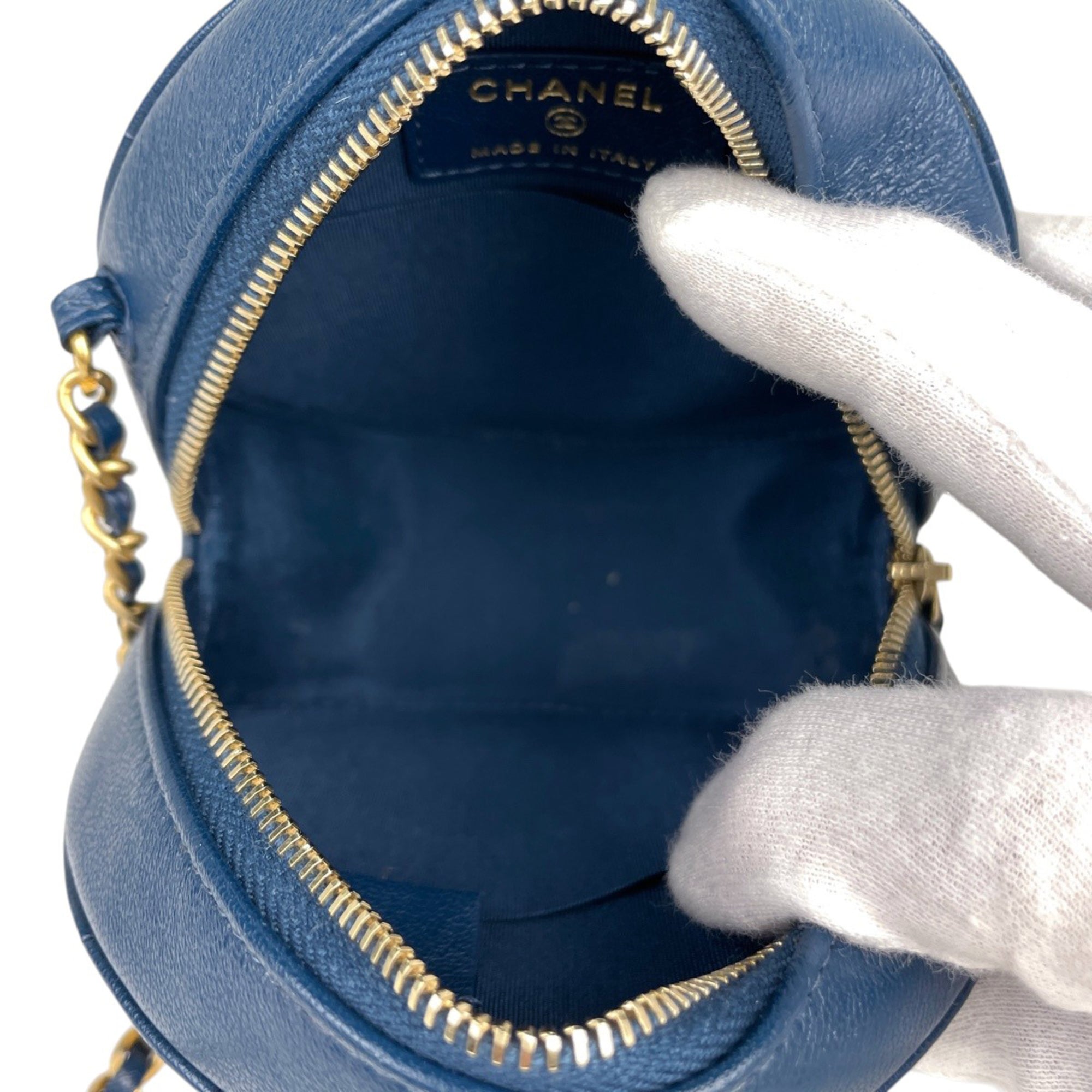 Chanel Blue Leather Shoulder Bag