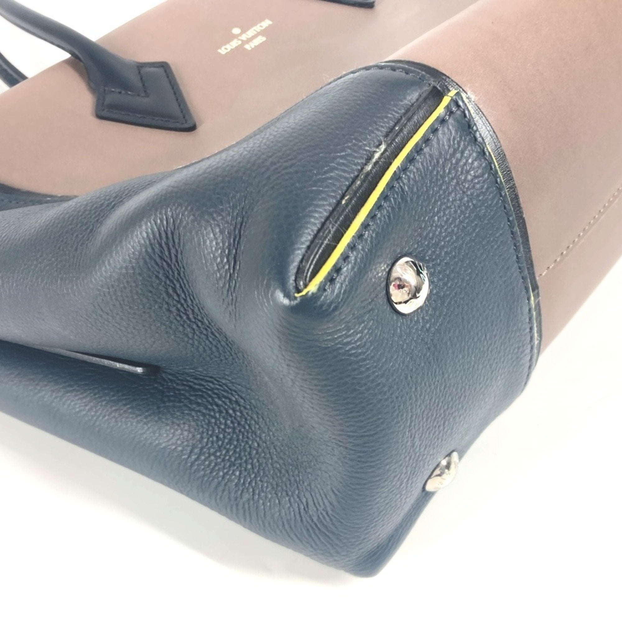 Louis Vuitton Black Brown Leather Handbag Tote Bag