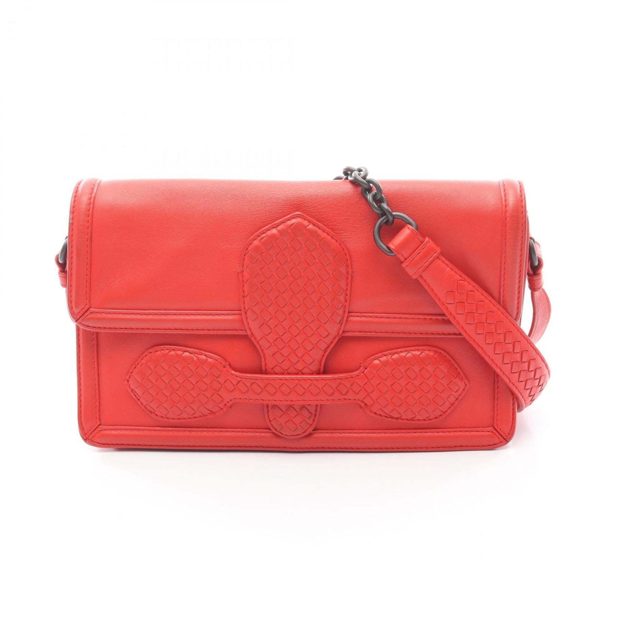 Bottega Veneta Red Color Leather Shoulder Bag