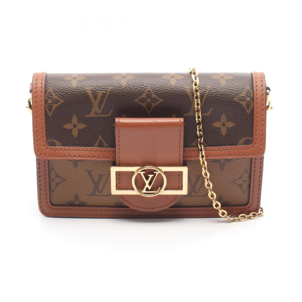 Louis Vuitton Beige Brown Coated Canvas Pvc Monogram Reverse Leather Shoulder Bag