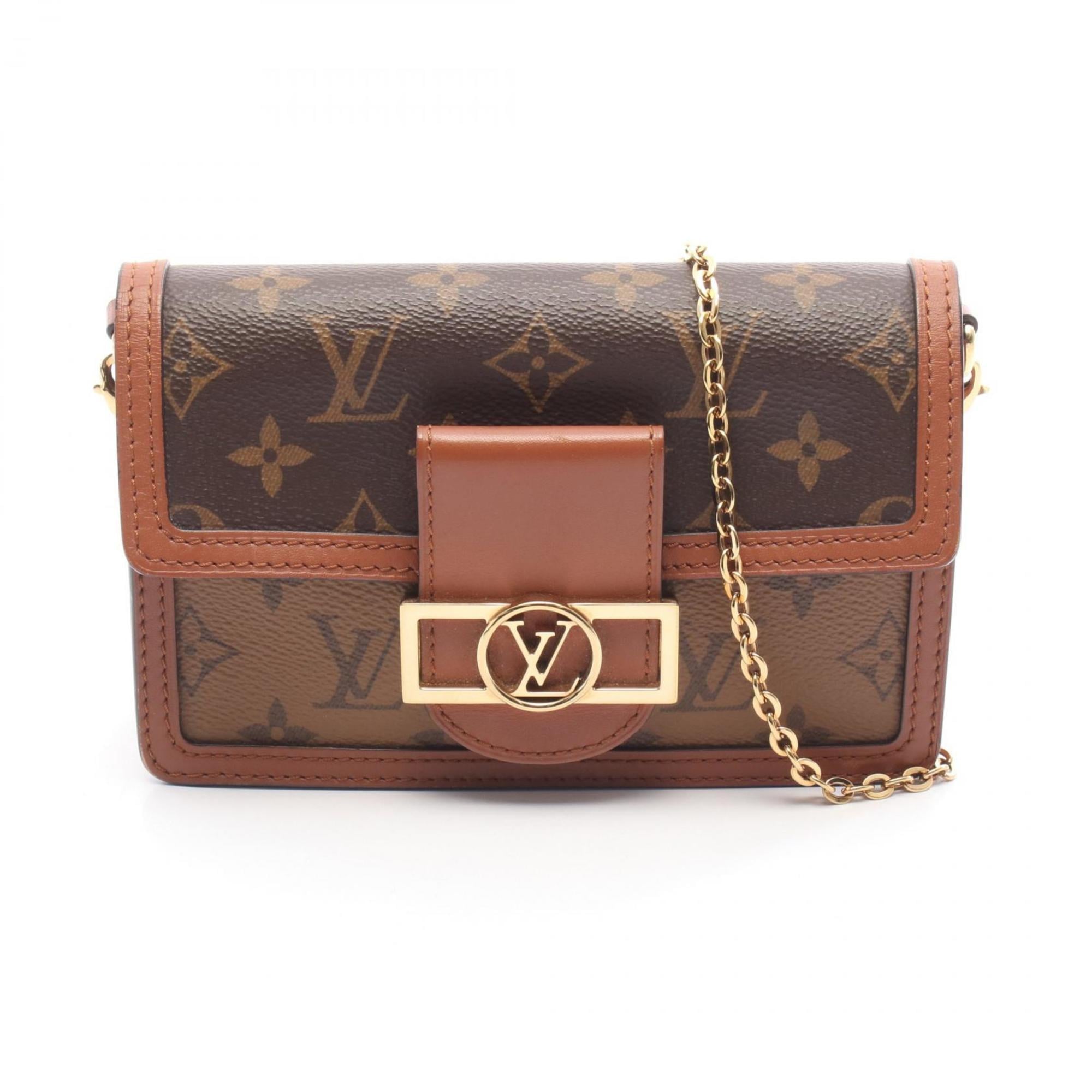 Louis Vuitton Beige Brown Coated Canvas Pvc Monogram Reverse Leather Shoulder Bag