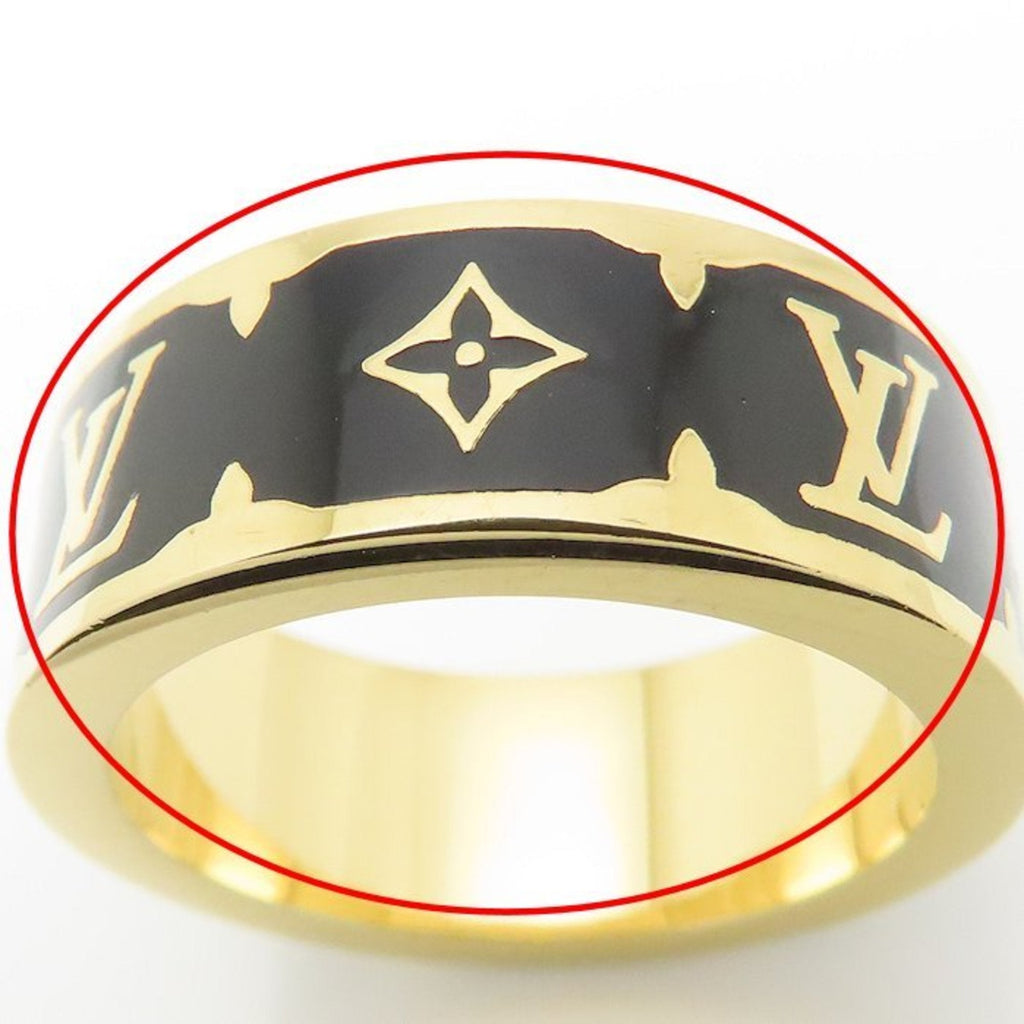 Louis Vuitton Gold Black Gold Plating Band Ring