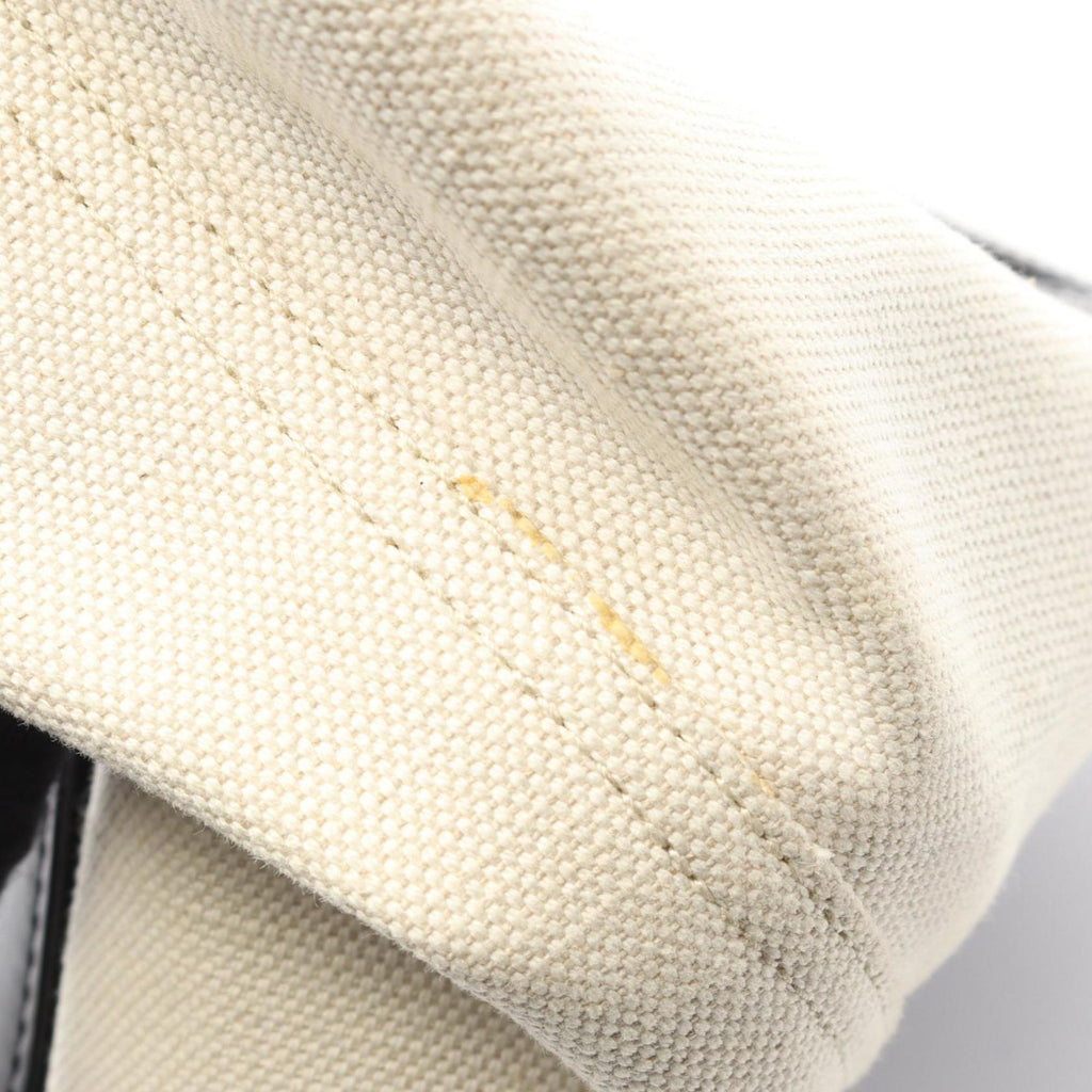 Balenciaga Black Ivory Canvas Leather Handbag Pouch Tote