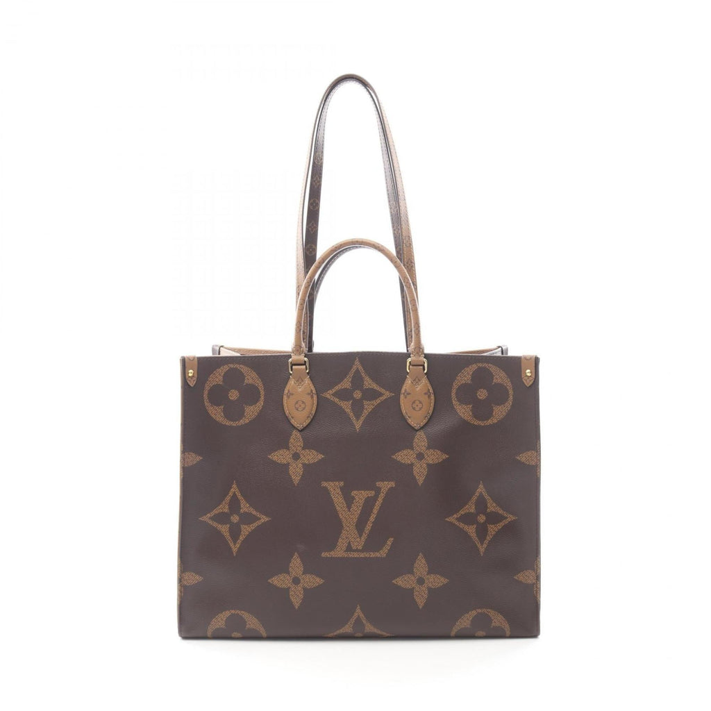 Louis Vuitton Beige Brown Coated Canvas Monogram Leather Handbag Tote Bag