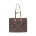 Louis Vuitton Beige Brown Coated Canvas Monogram Leather Handbag Tote Bag