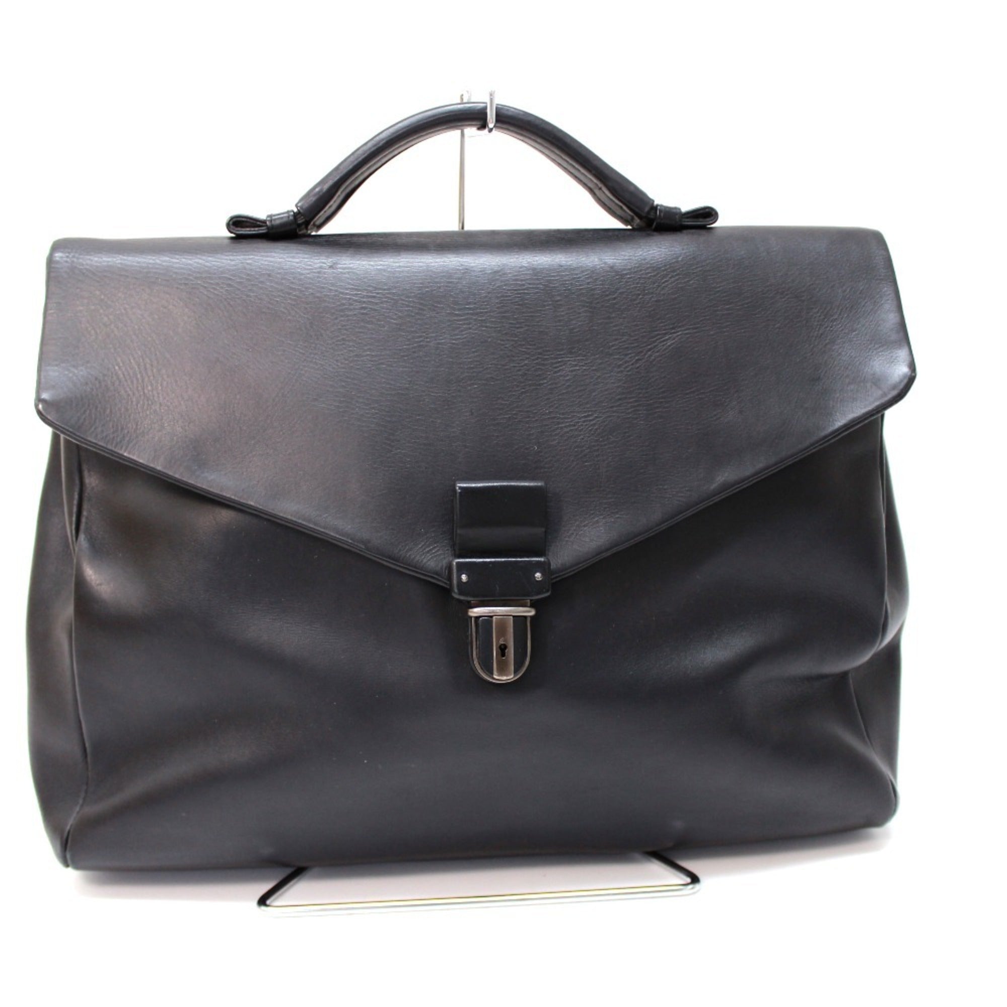 Bottega Veneta Black Leather Briefcase Handbag Tote Bag