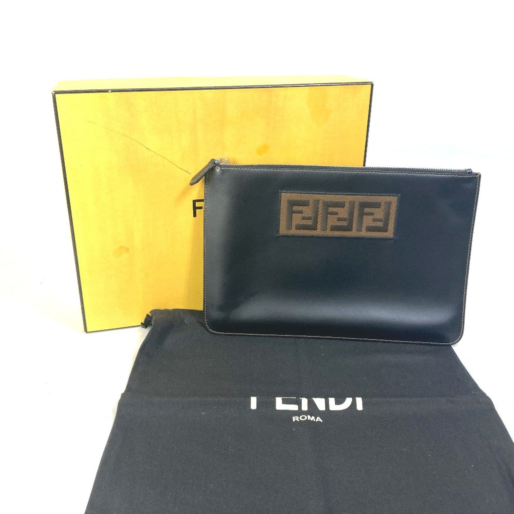 Fendi Black Leather Clutch Bag