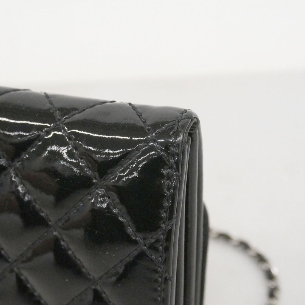 Chanel Black Patent Leather Chain/Shoulder Wallet