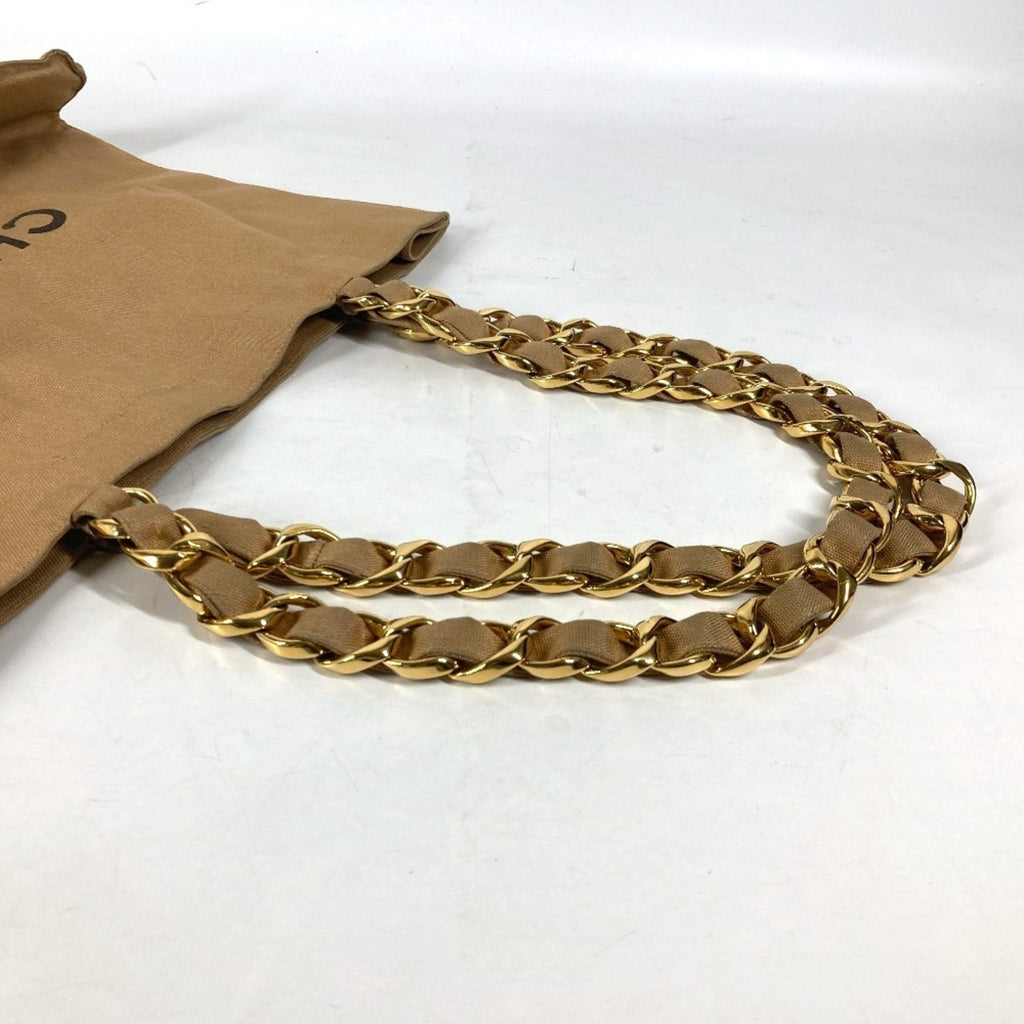 Chanel Beige Black Canvas Shoulder Bag Tote Bag