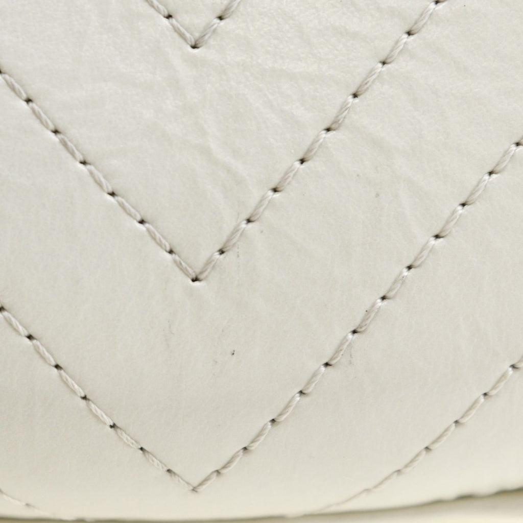 Chanel White Leather Shoulder Bag