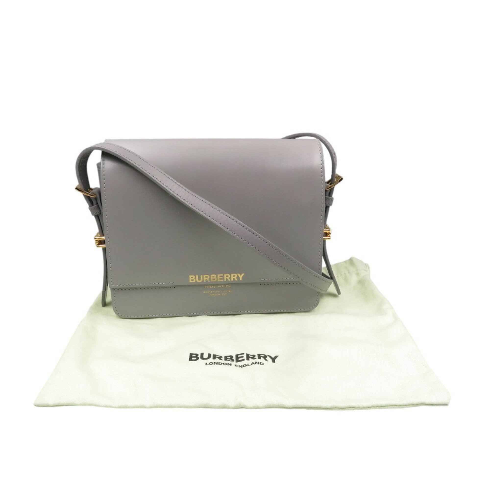 Burberry Gray Leather Shoulder Bag