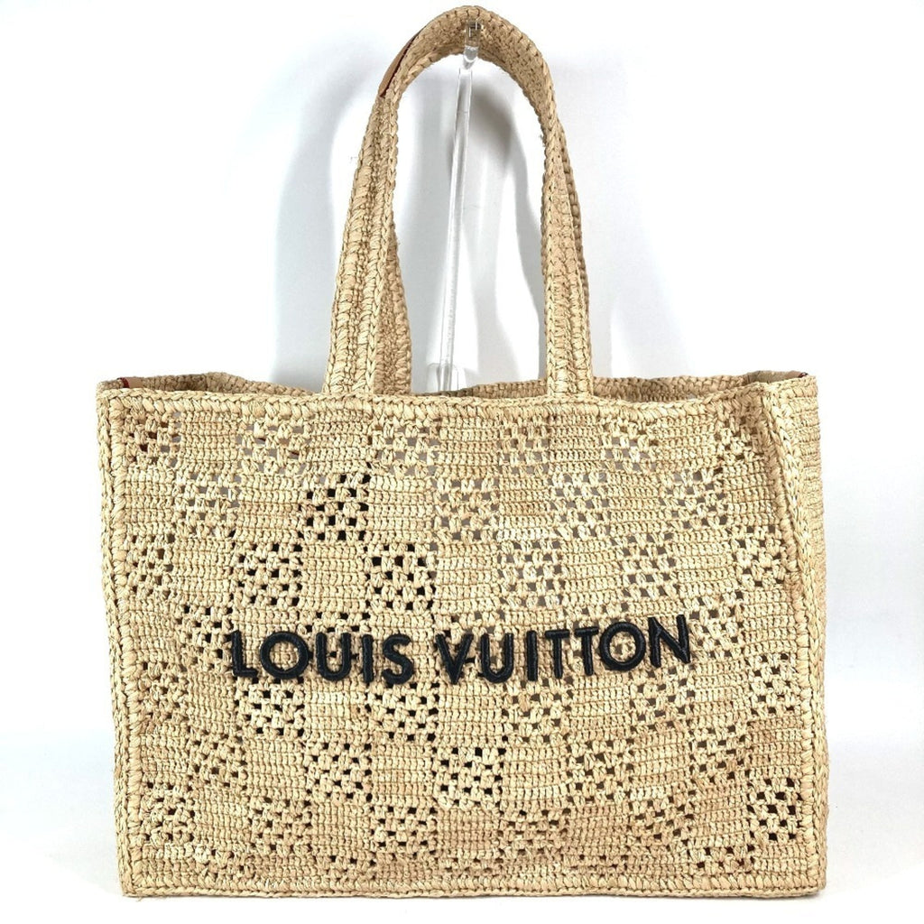 Louis Vuitton Natural Raffia Leather Handbag Shoulder Bag Tote Bag