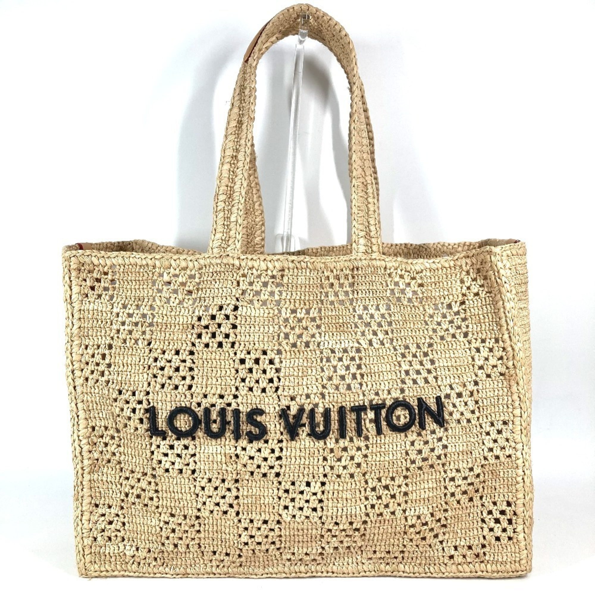 Louis Vuitton Natural Raffia Leather Handbag Shoulder Bag Tote Bag
