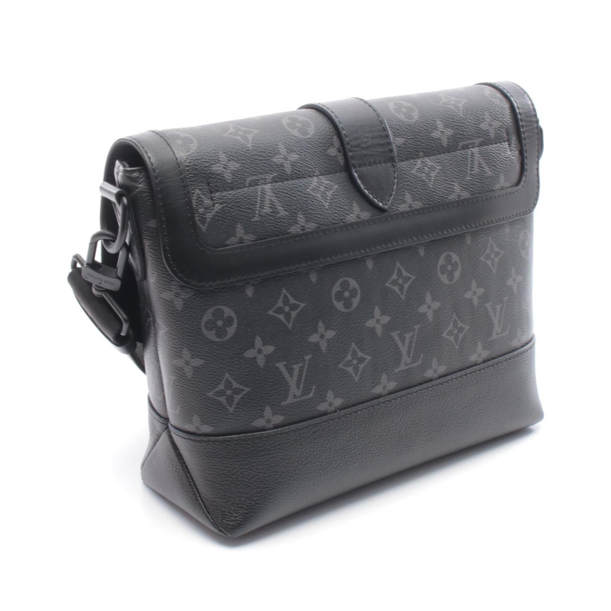 Louis Vuitton Black Coated Canvas Leather Handbag Shoulder Bag