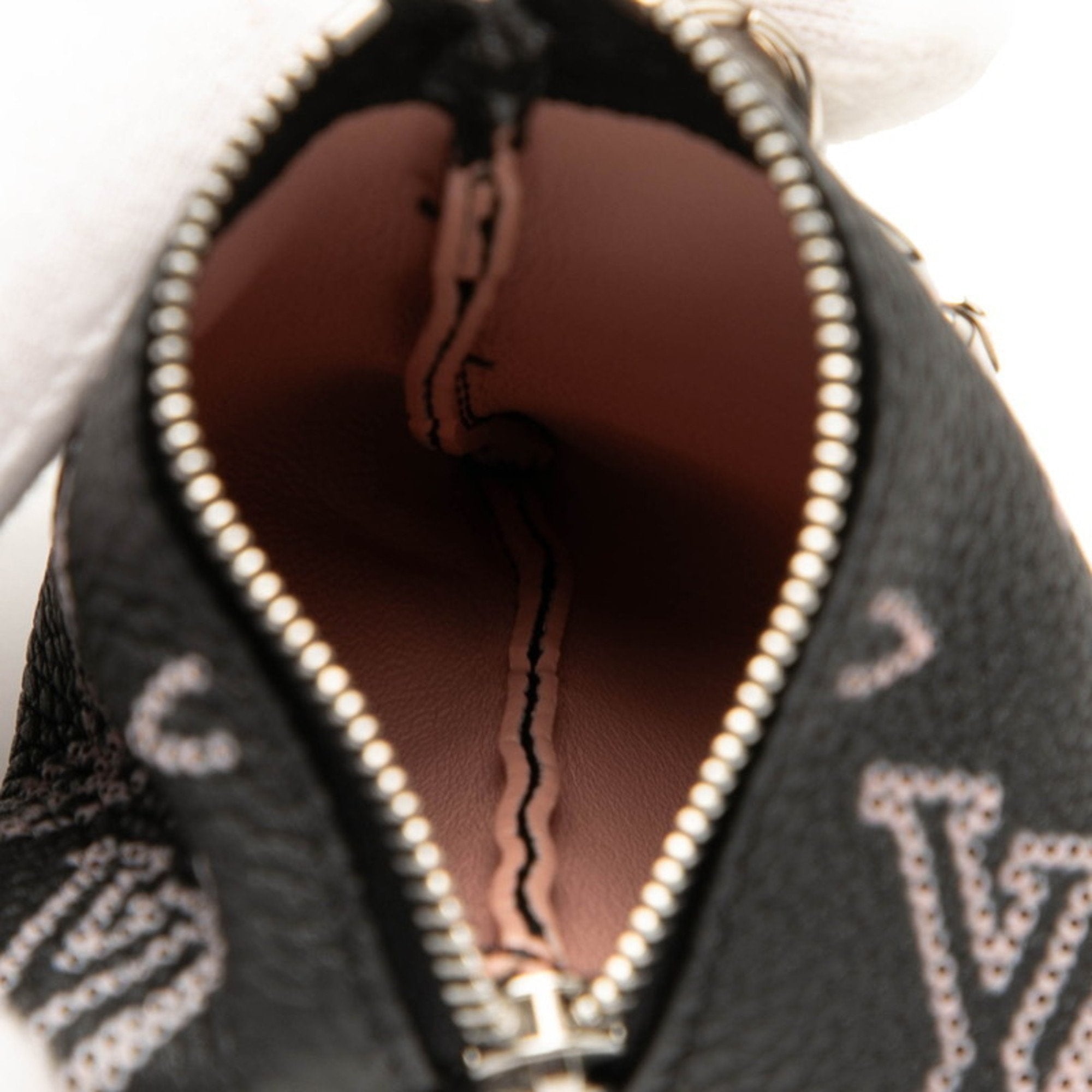 Louis Vuitton Black Pink Leather Metal Pouch