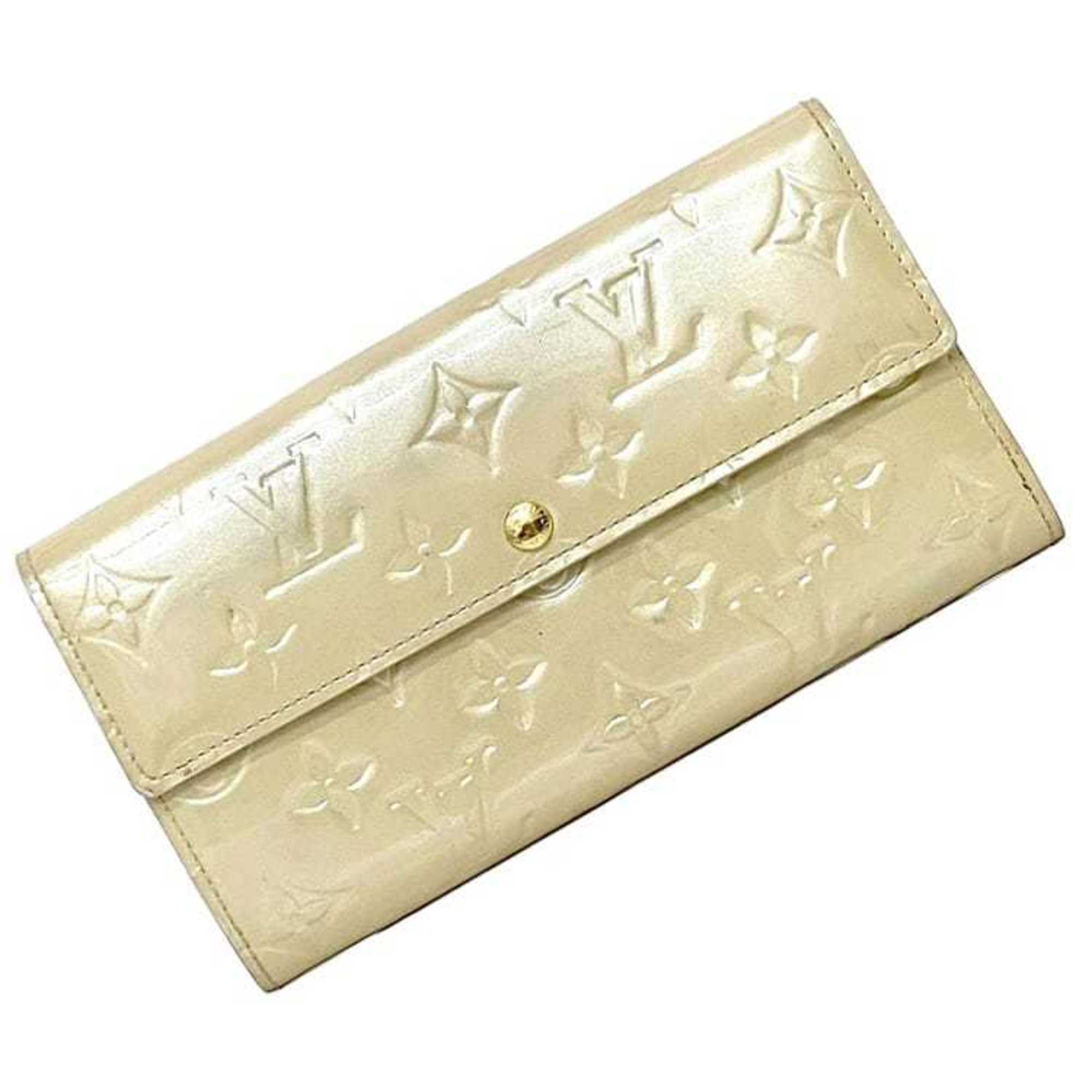 Louis Vuitton Beige Blanc Corail Vernis Leather Long Wallet