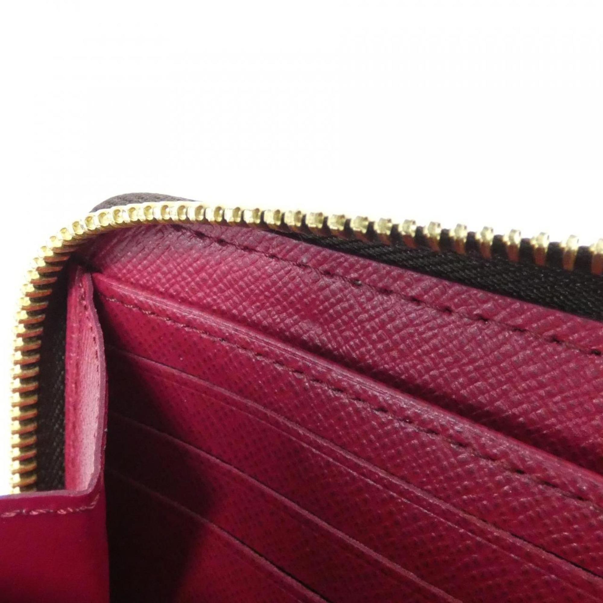 Louis Vuitton Fuchsia Marron Coated Canvas Long Wallet