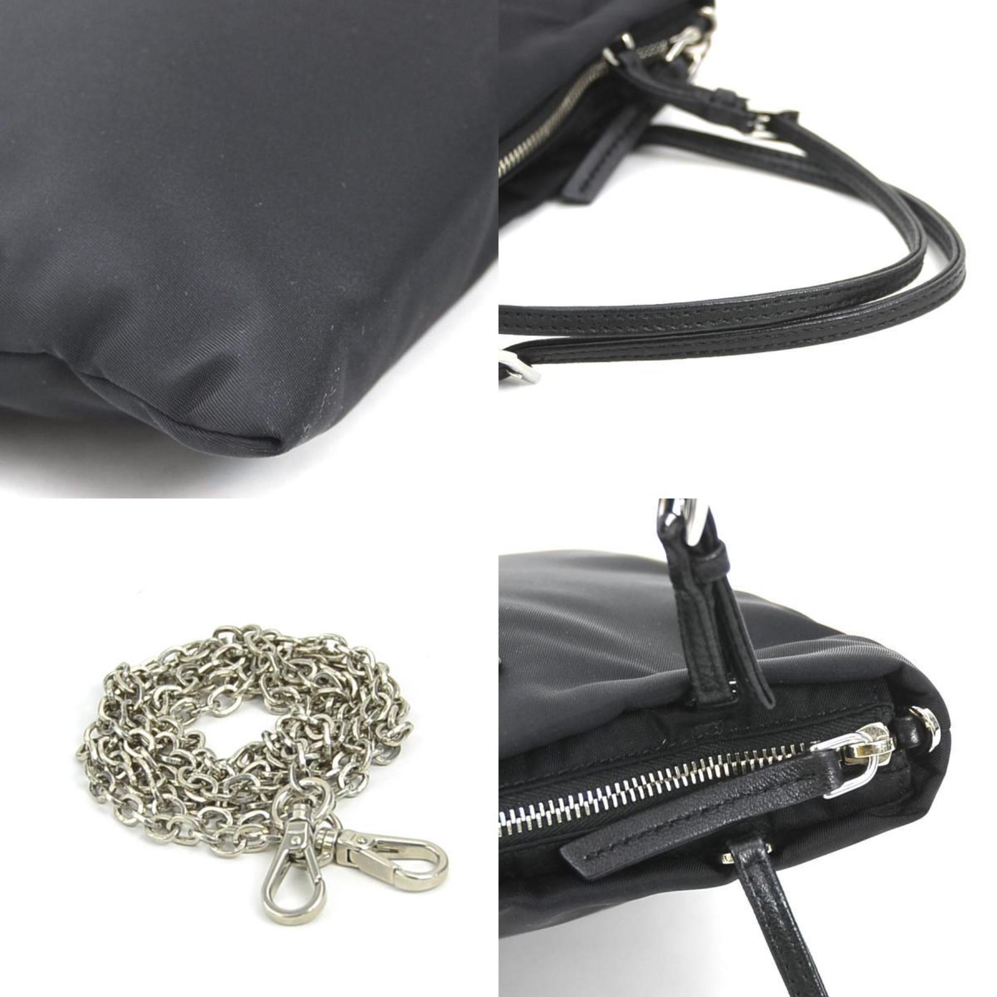 Prada Black Nylon Leather Handbag Shoulder Bag