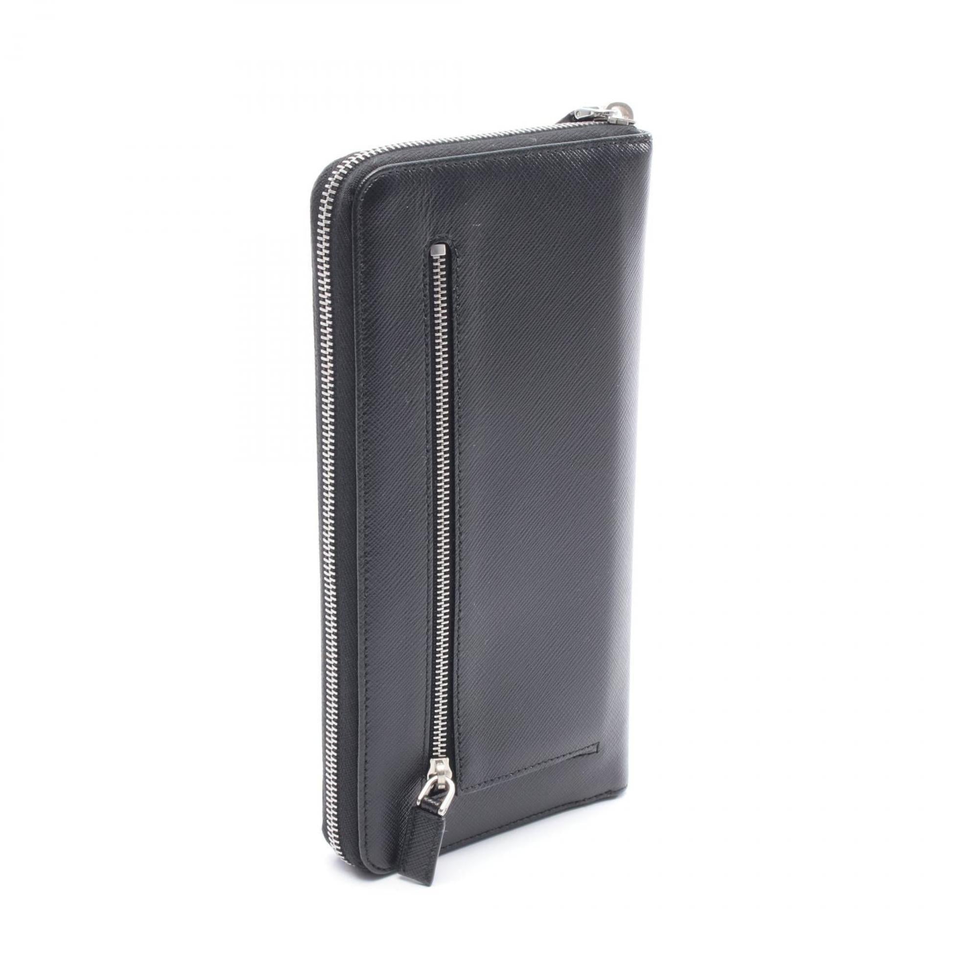 Prada Black Leather Long Wallet (Bi-Fold)