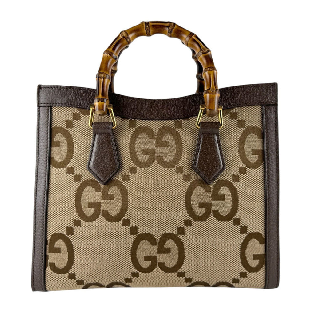 Gucci Beige Brown Canvas Leather Handbag Shoulder Bag (Pre-Owned)