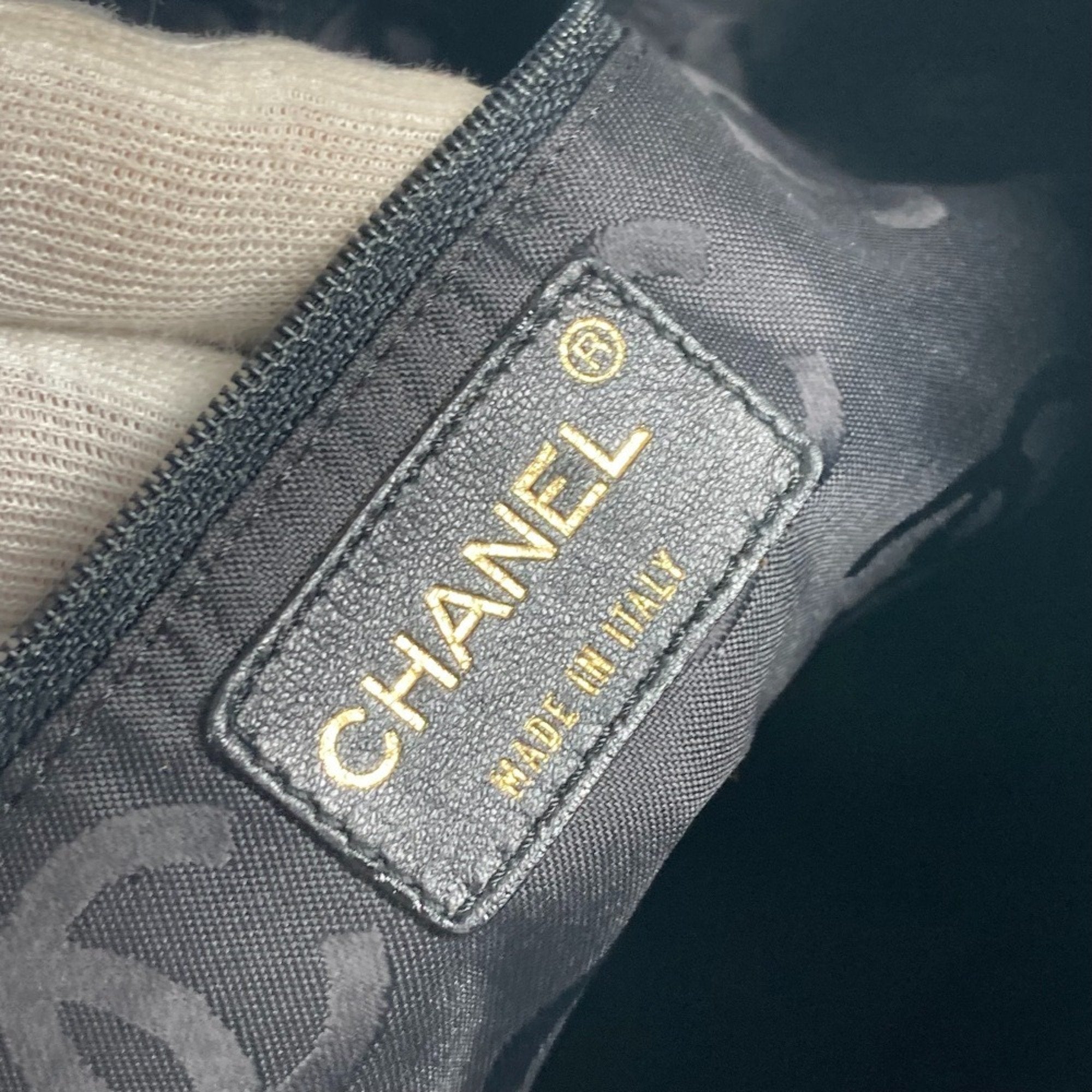 Chanel Black Leather Handbag Tote Bag