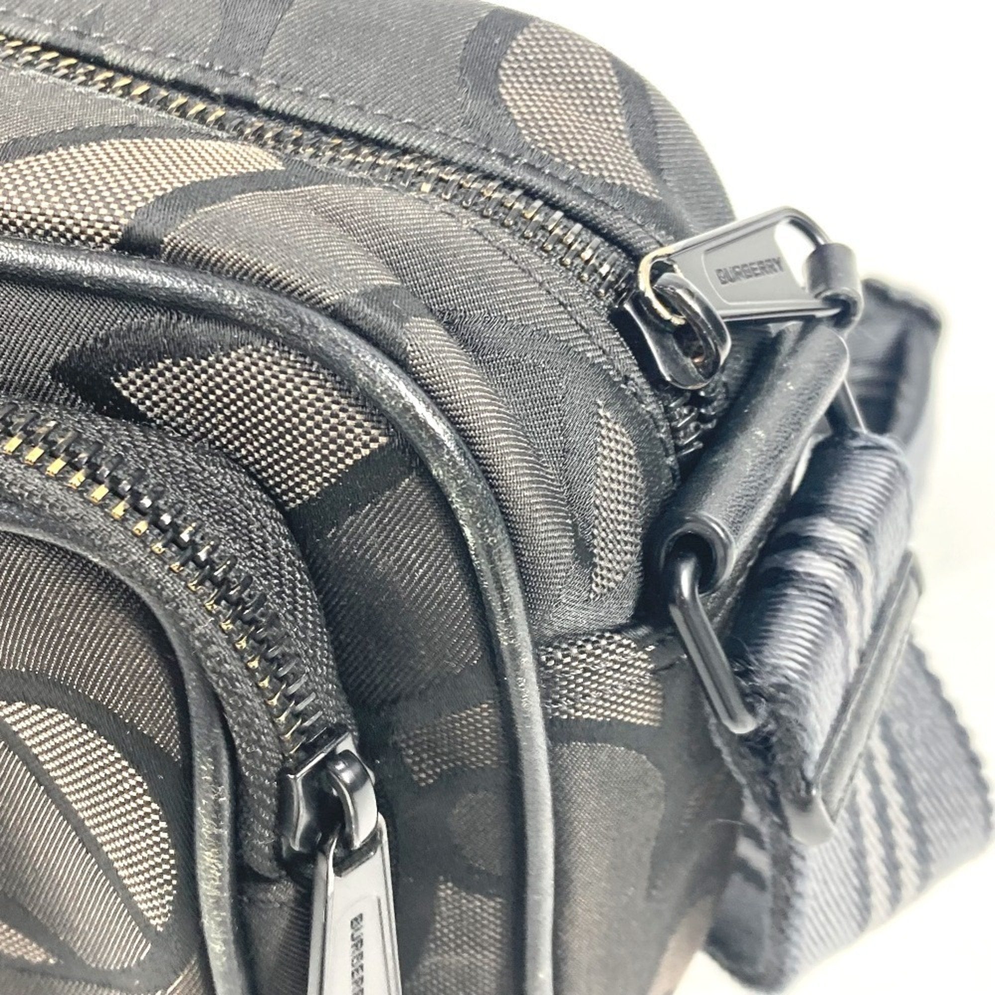 Burberry Black Gray Nylon Canvas Pochette Shoulder Bag