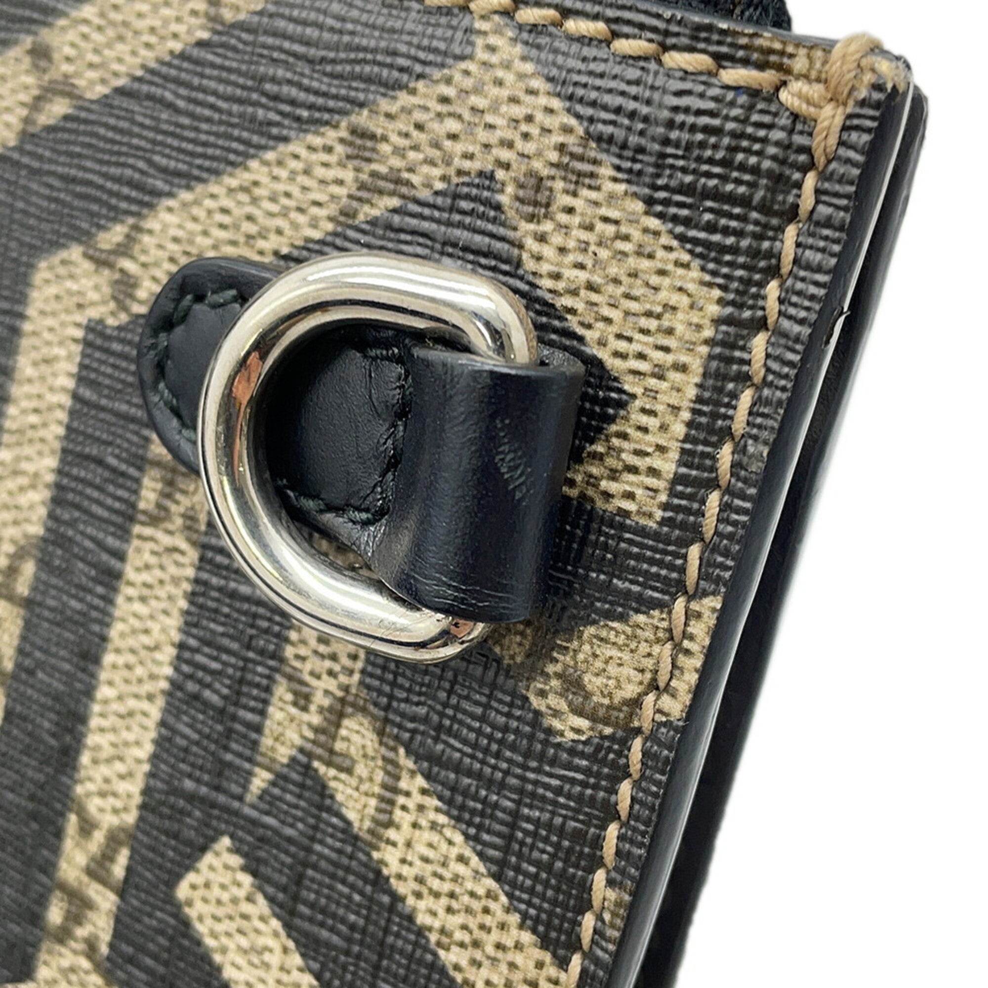 Gucci Black Multi-Color Leather Clutch Bag Handbag Pouch (Pre-Owned)