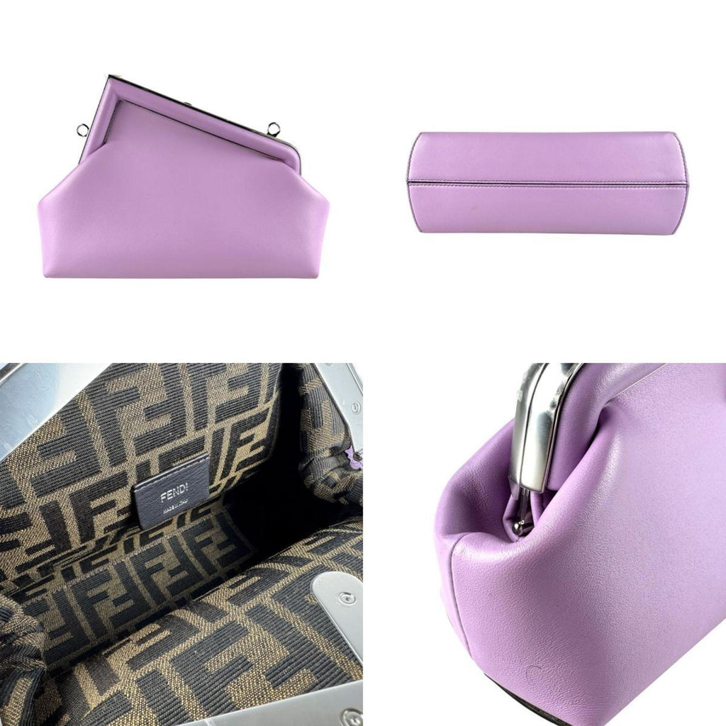 Fendi Light Purple Leather Clutch Bag Shoulder Bag