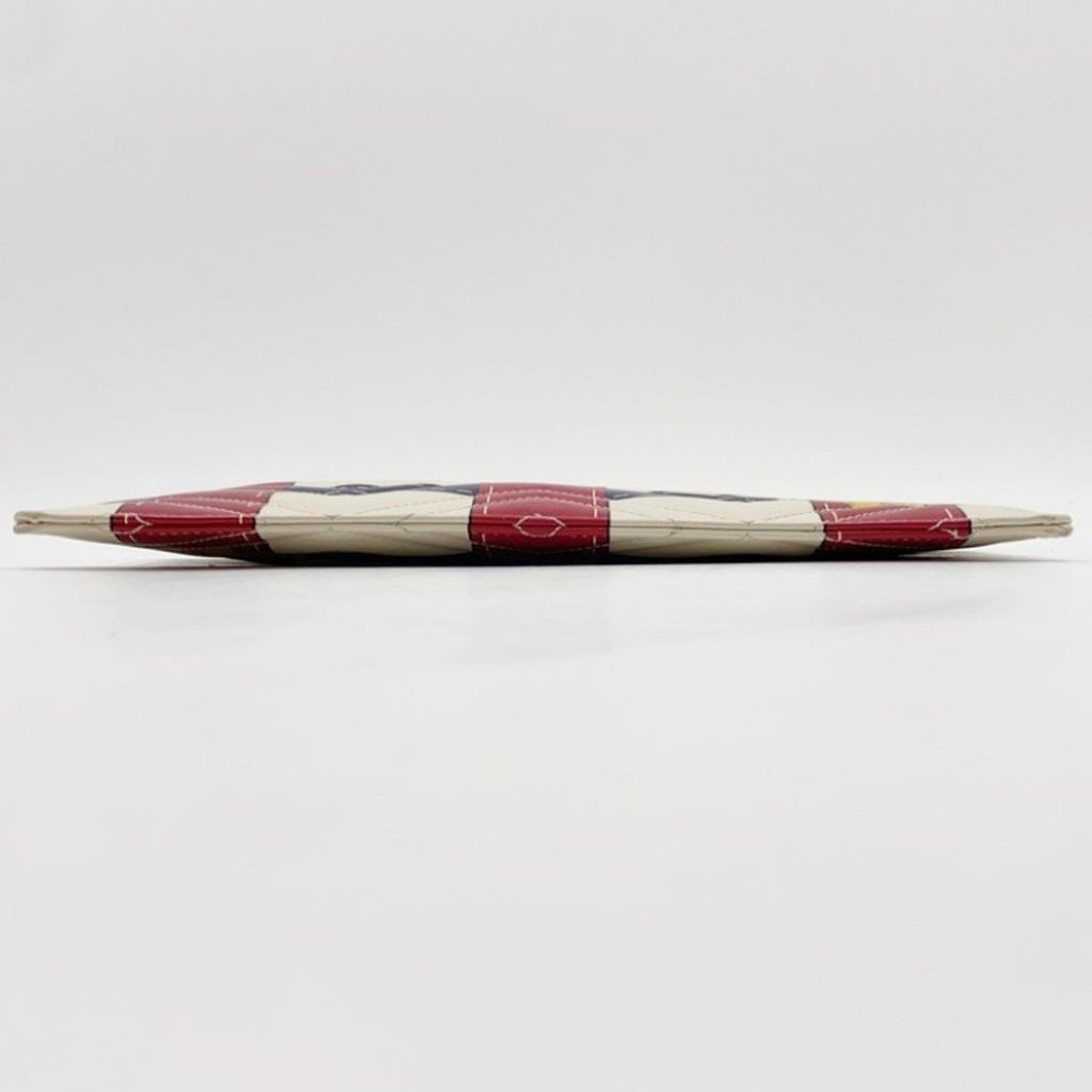 Gucci Ivory Navy Red Color Leather Clutch Bag (Pre-Owned)