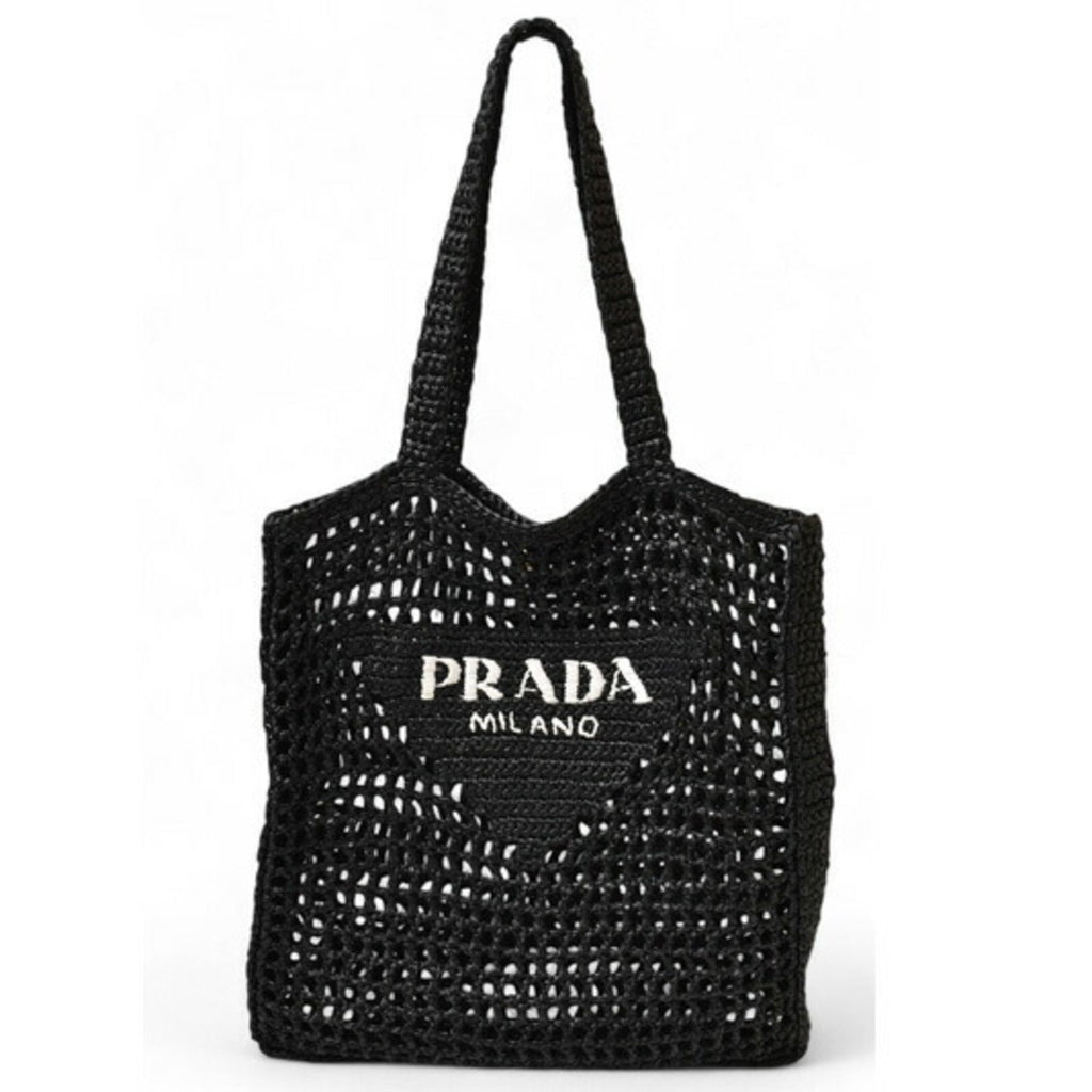 Prada Black Straw Tote Bag