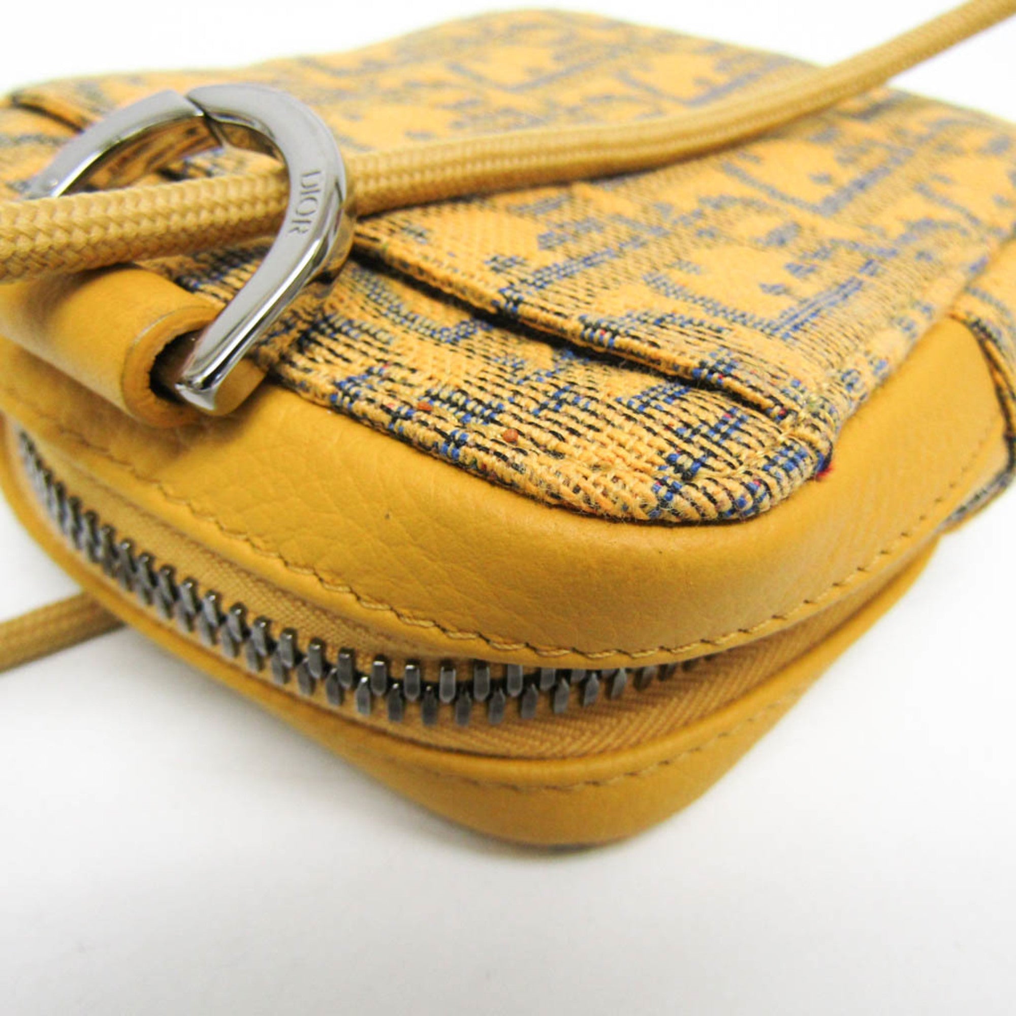 Christian Dior Yellow Leather Jacquard Pouch Shoulder Bag (Pre-Owned)