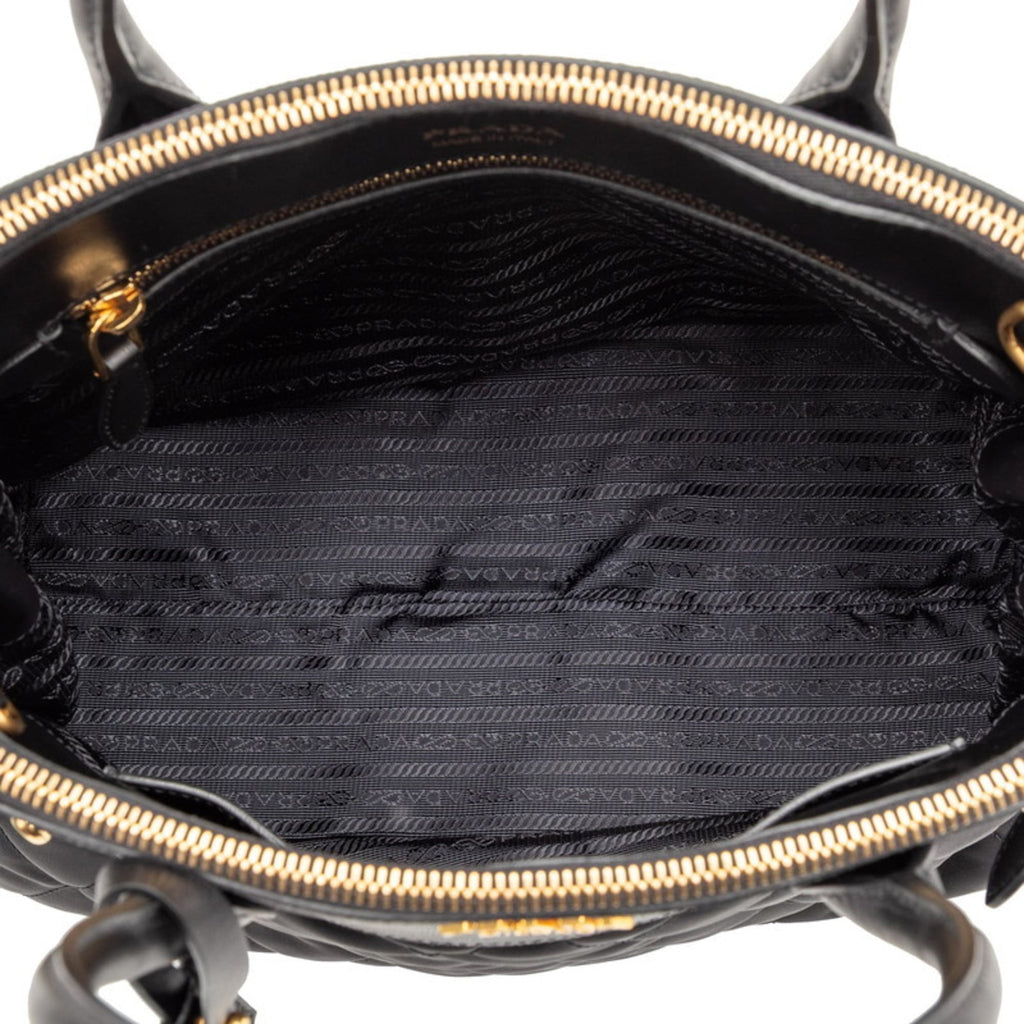 Prada Black Nylon Leather Handbag Shoulder Bag