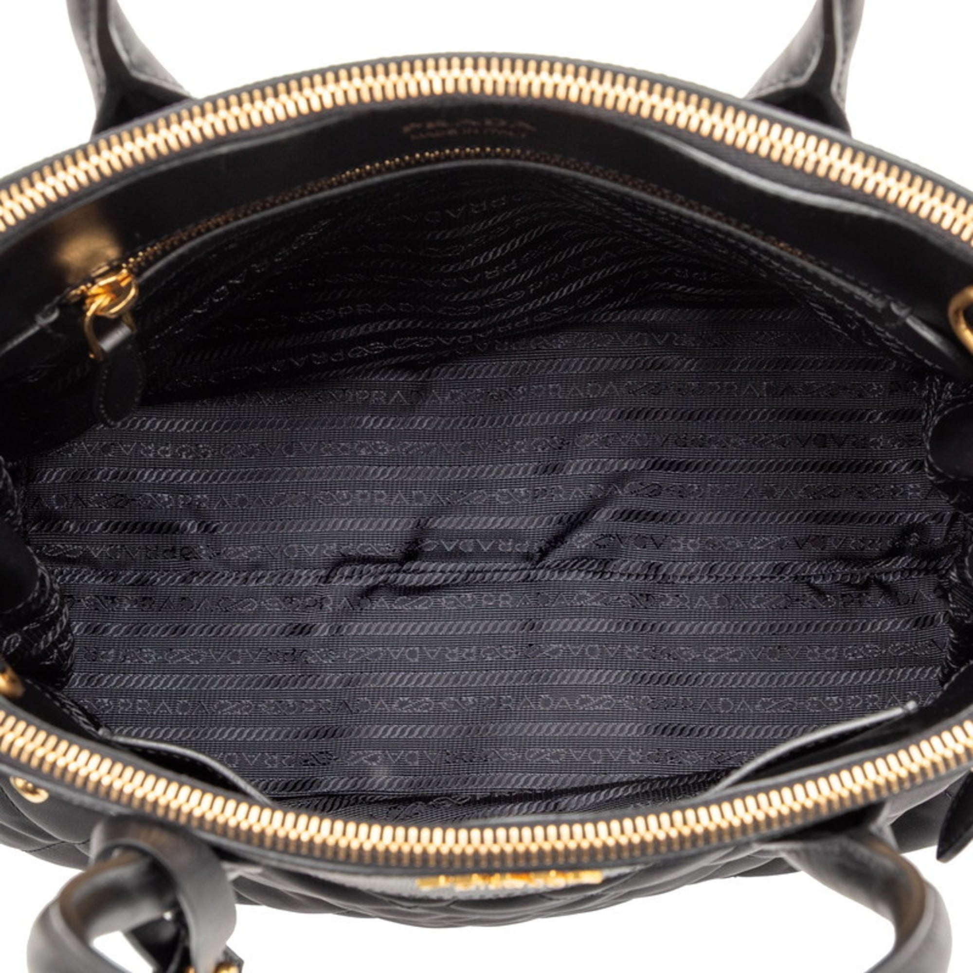 Prada Black Nylon Leather Handbag Shoulder Bag