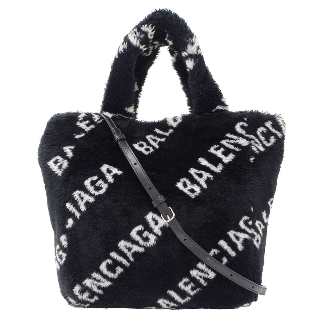 Balenciaga Black Faux Fur Handbag Shoulder