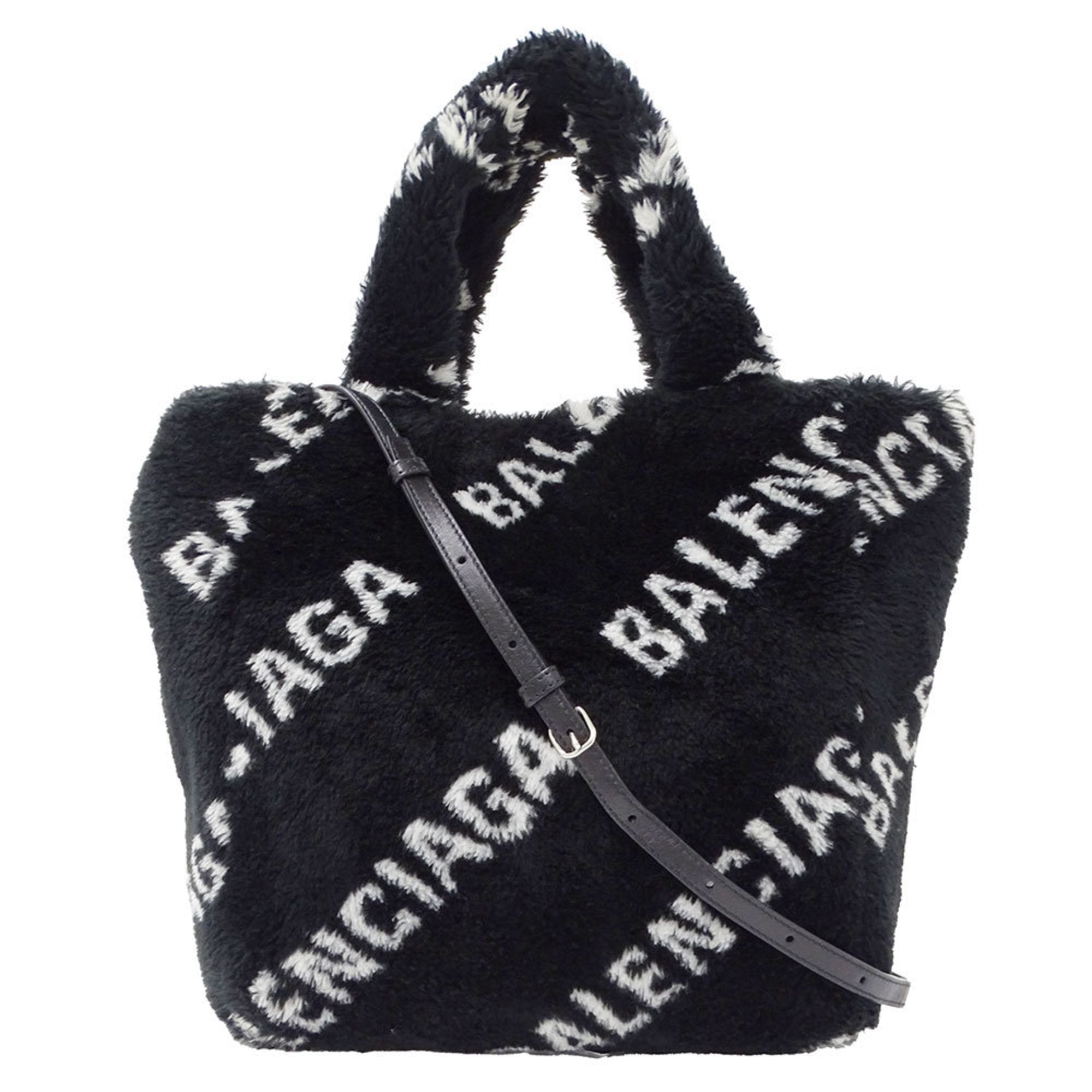 Balenciaga Black Faux Fur Handbag Shoulder