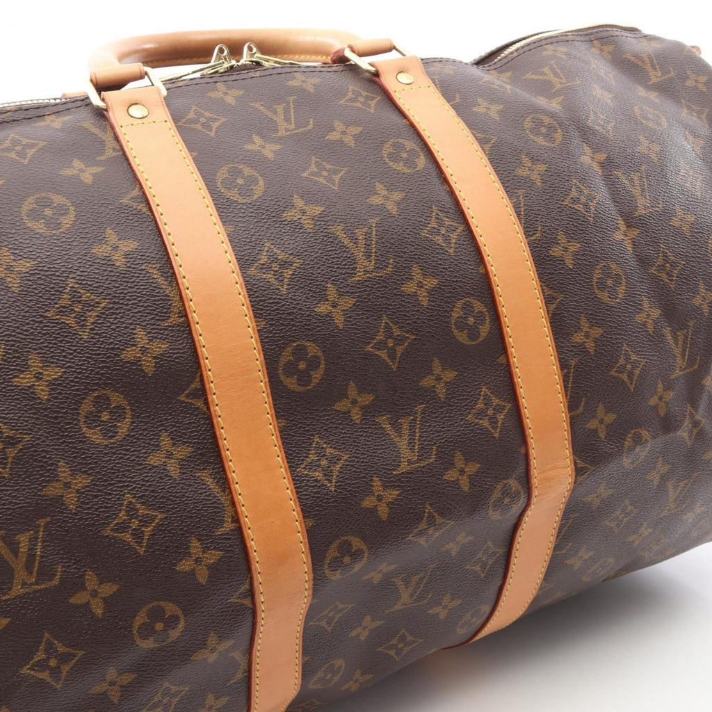 Louis Vuitton Brown Coated Canvas Leather Boston Bag Handbag
