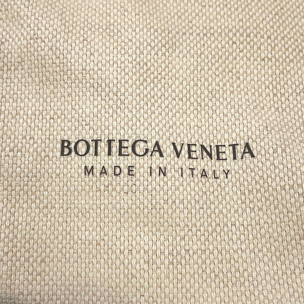 Bottega Veneta White Leather Canvas Tote Bag