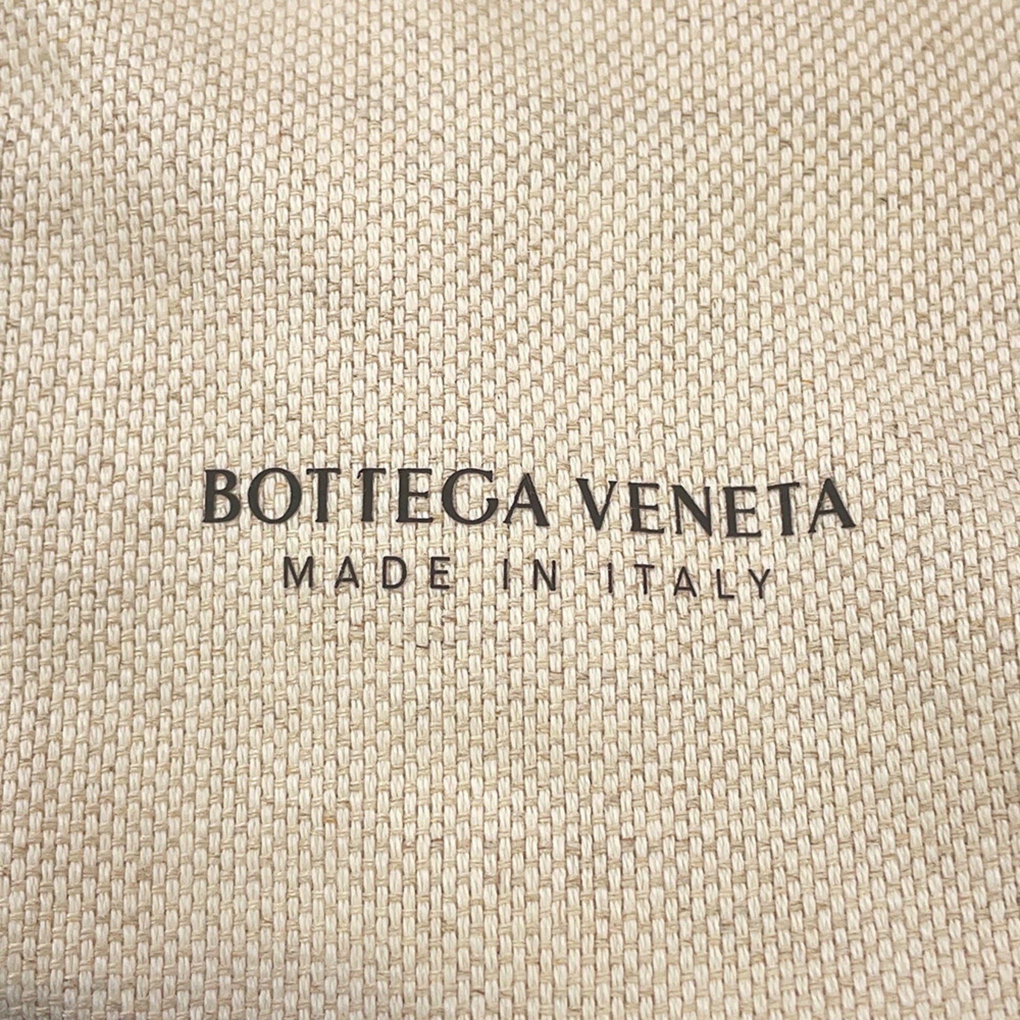 Bottega Veneta White Leather Canvas Tote Bag