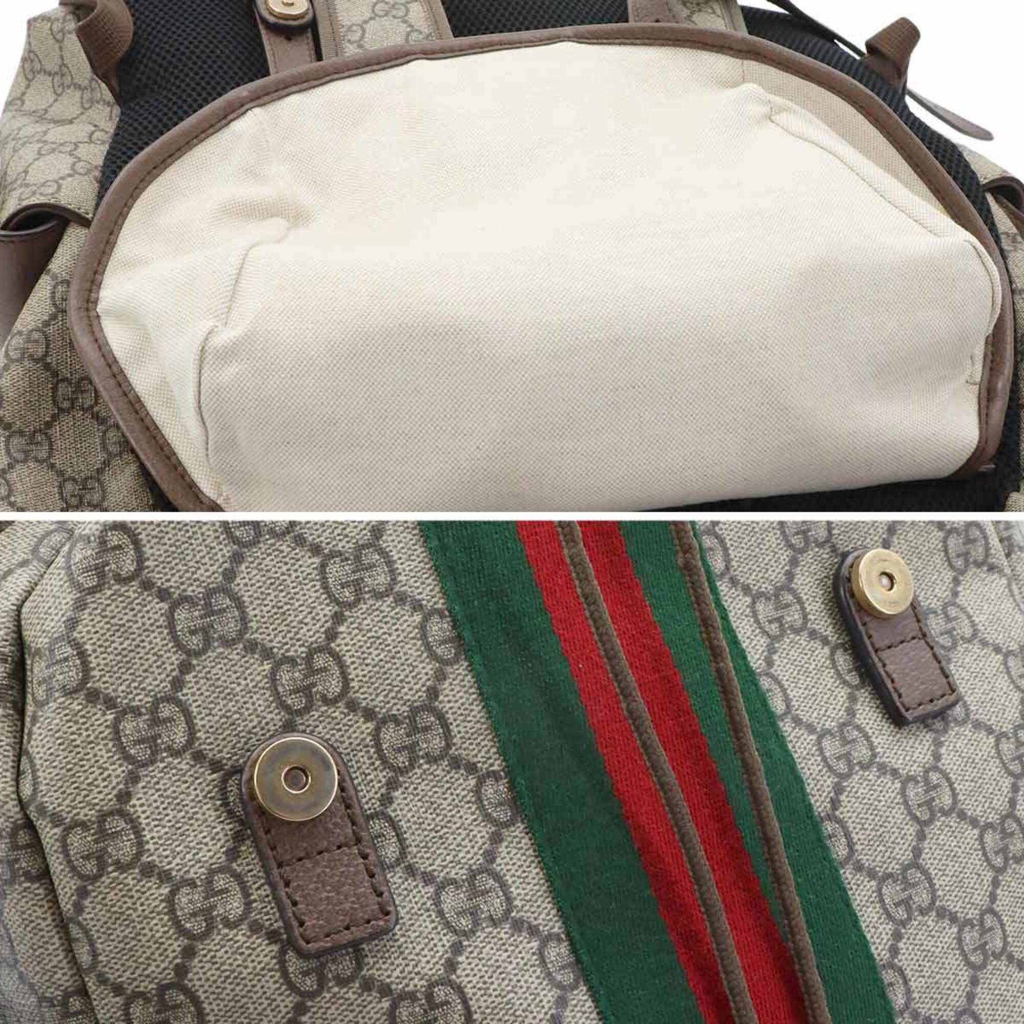 Gucci Beige Brown Gg Supreme Leather Backpack (Pre-Owned)