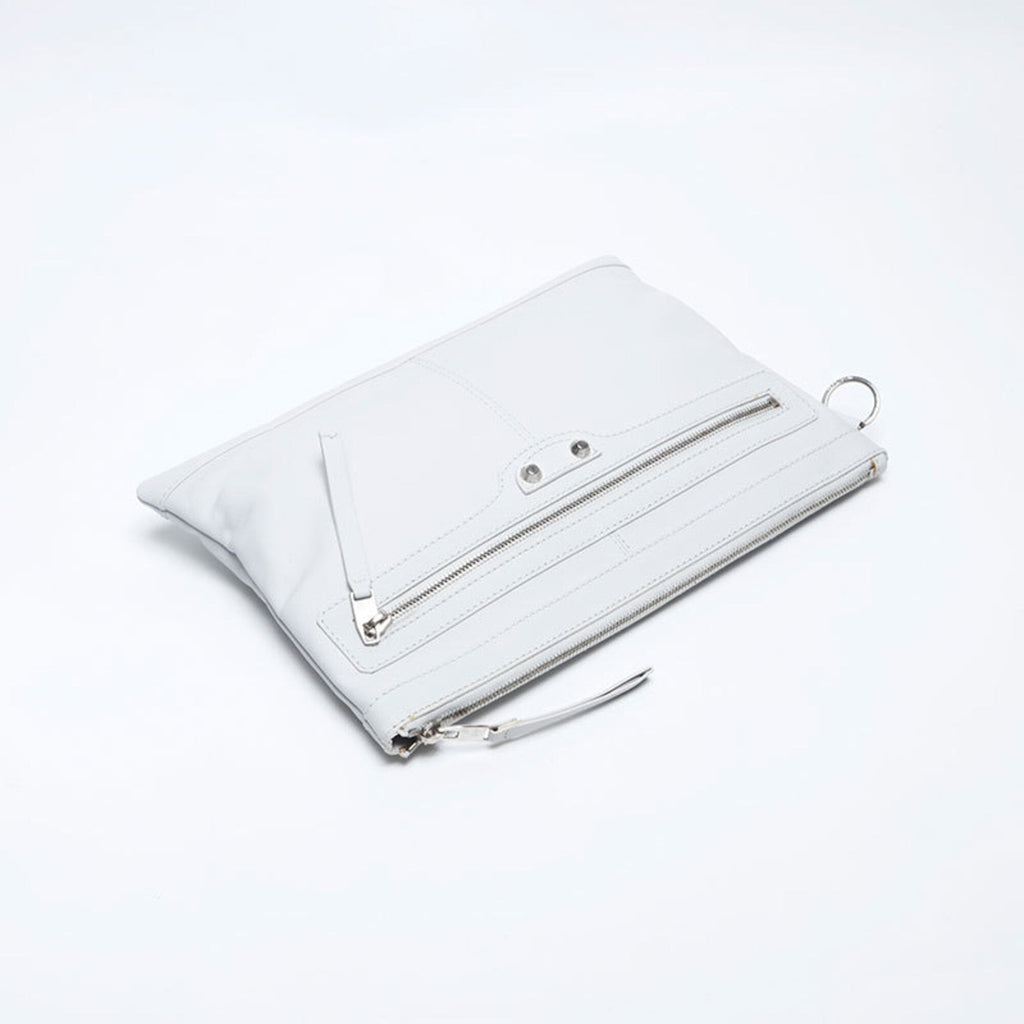 Balenciaga White Leather Clutch