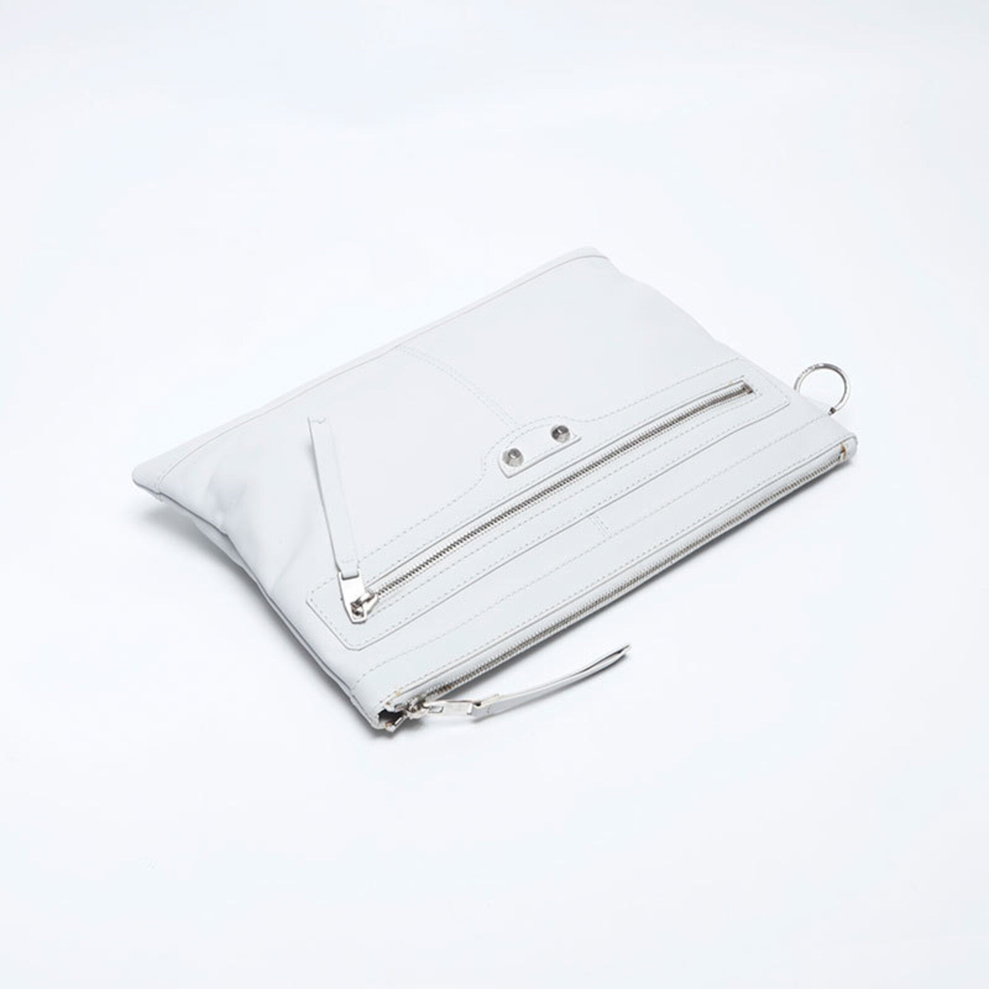 Balenciaga White Leather Clutch