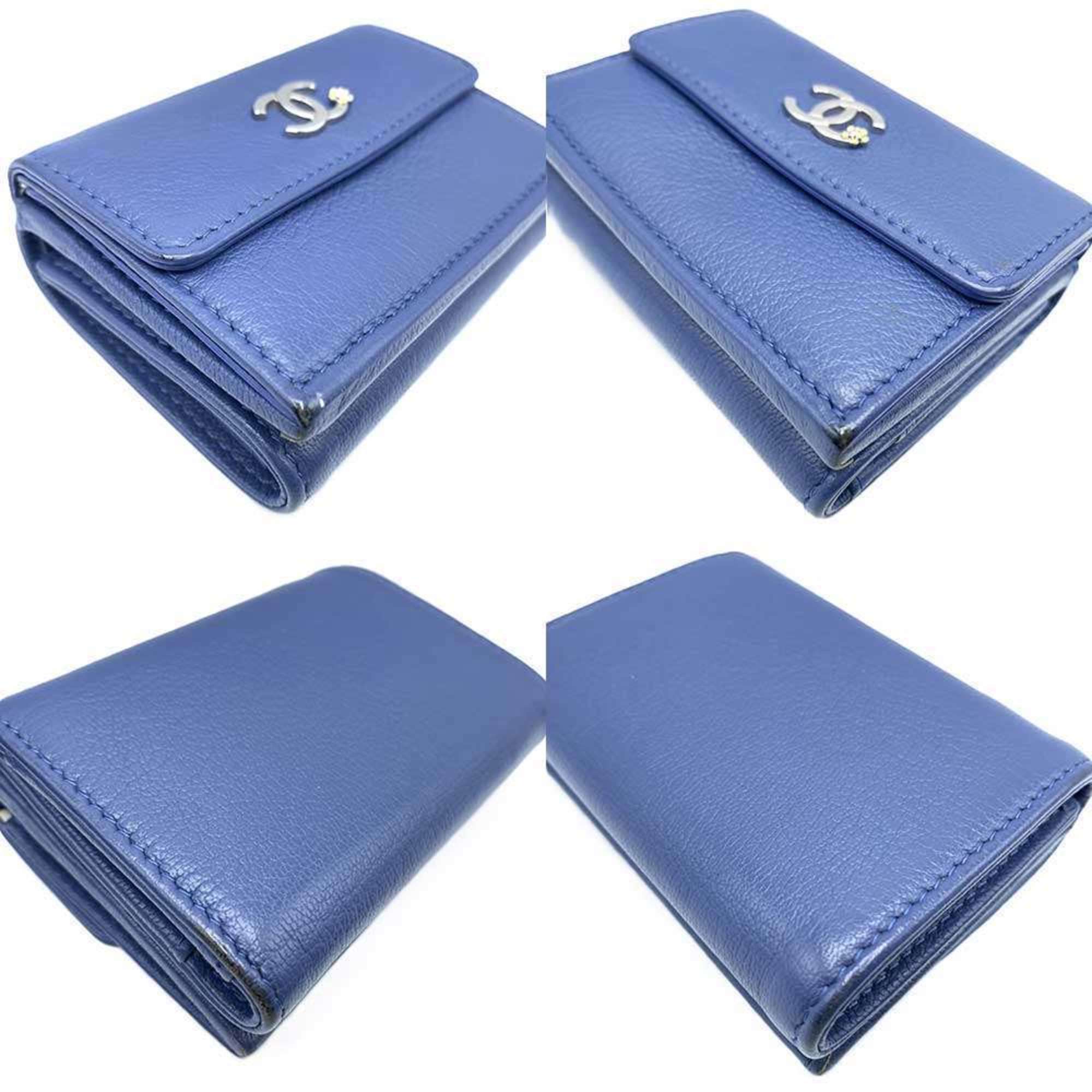 Chanel Navy Leather Wallet (Tri-Fold)