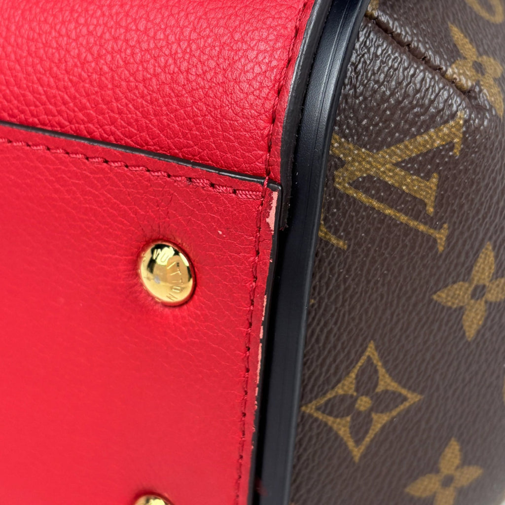 Louis Vuitton Cerise Red Brown Monogram Handbag Tote Bag