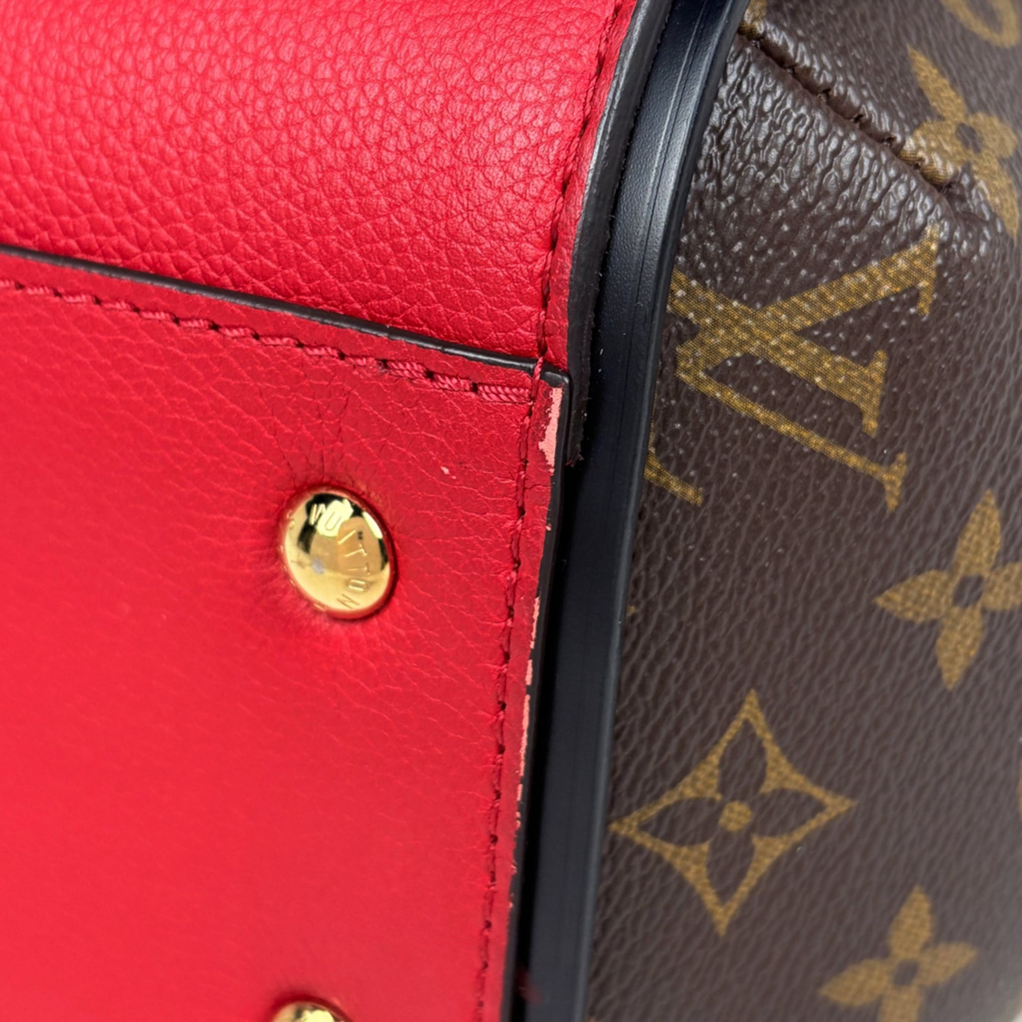 Louis Vuitton Cerise Red Brown Monogram Handbag Tote Bag