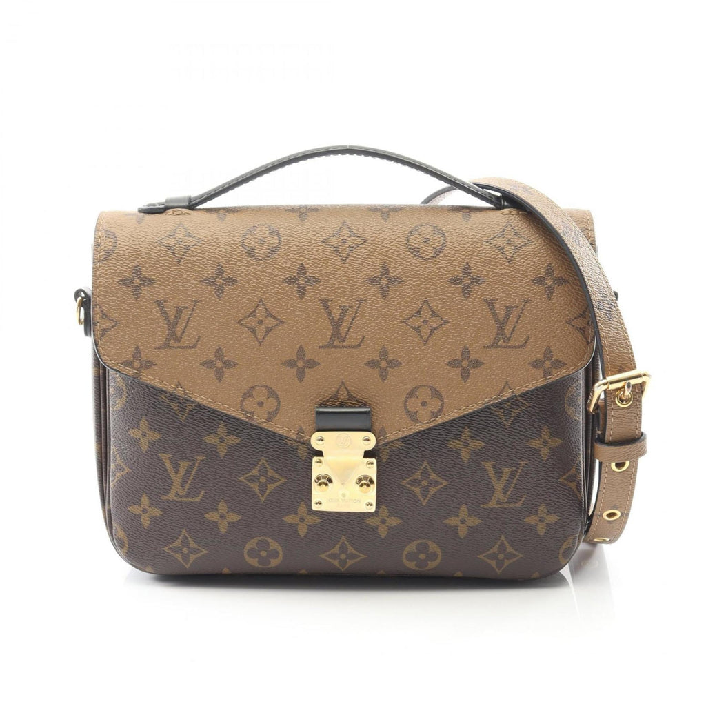 Louis Vuitton Black Brown Coated Canvas Pvc Leather Handbag Pochette